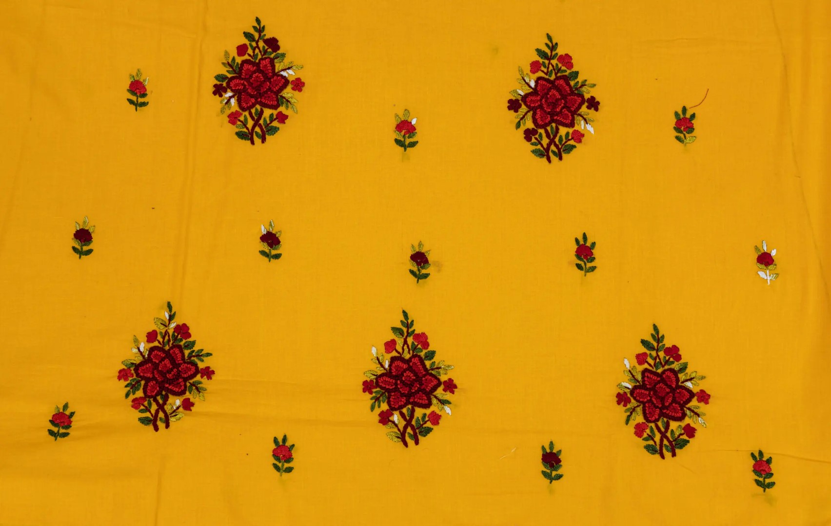unstitched cotton 3 piece kurta set with hand embroidery by Adrika