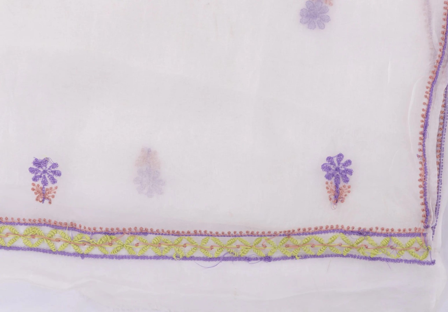 Adrika's Lucknow Chikankari Organza Unstitched 2-Piece Kurti Set
