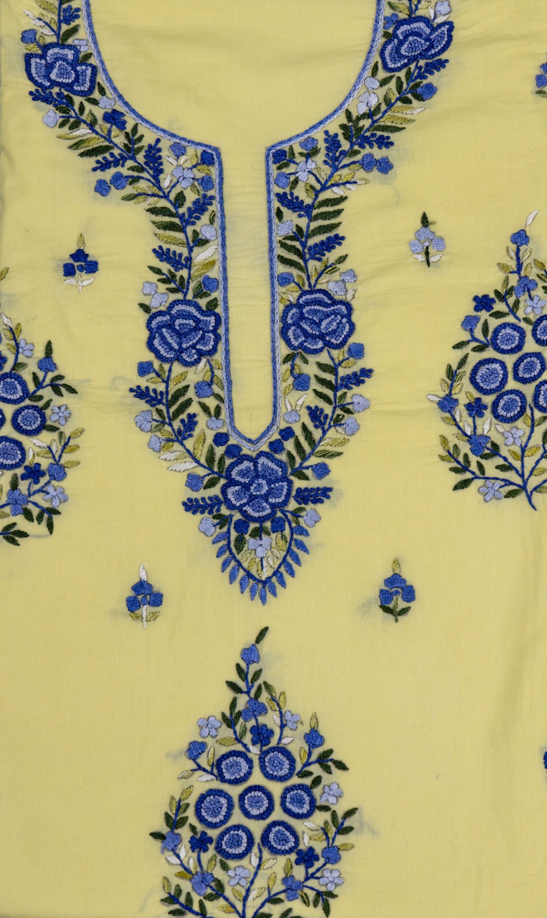 cotton 3 piece kurta set with detailed hand embroidery