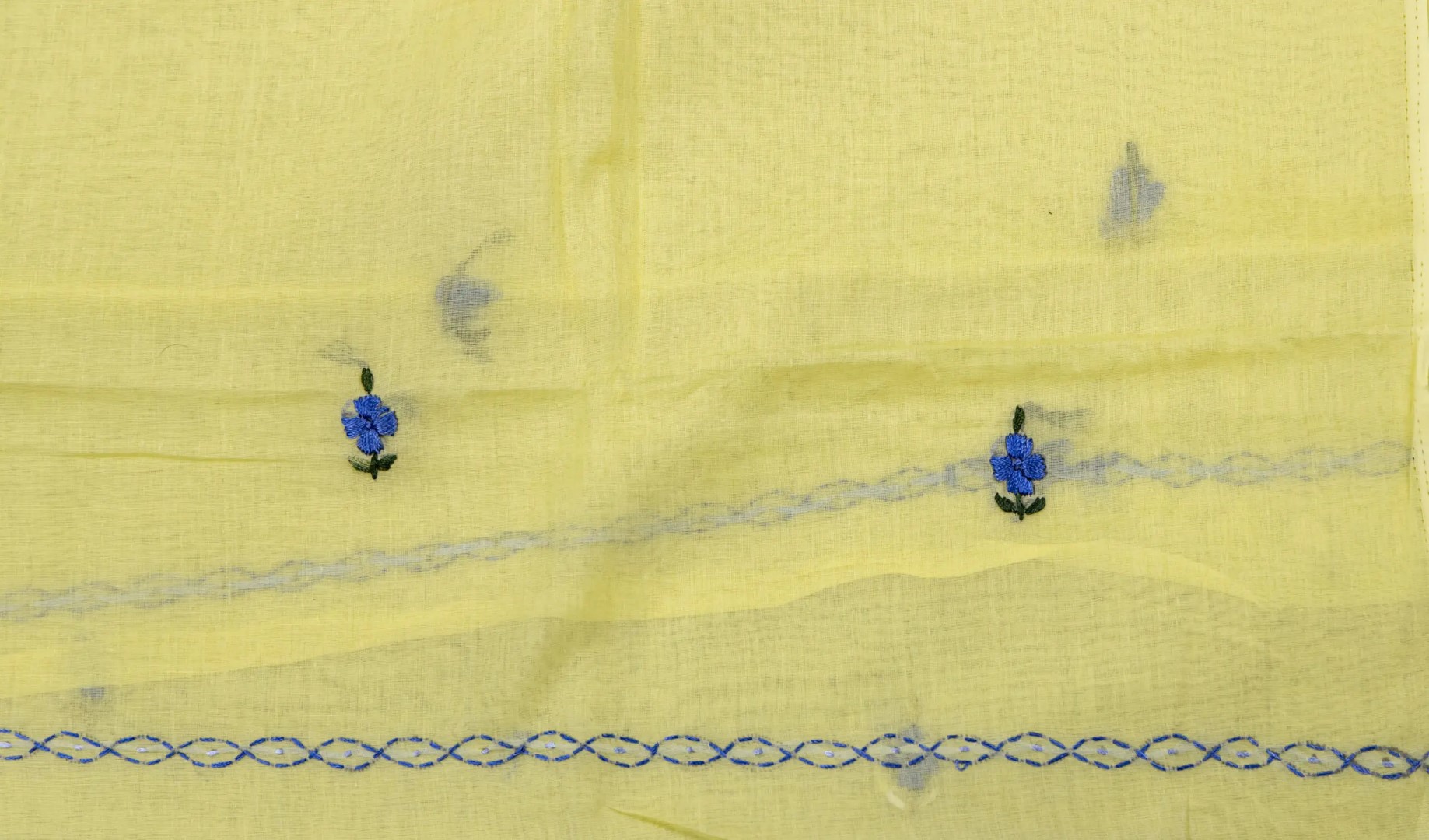Hand-embroidered unstitched 3 piece kurta set fabric