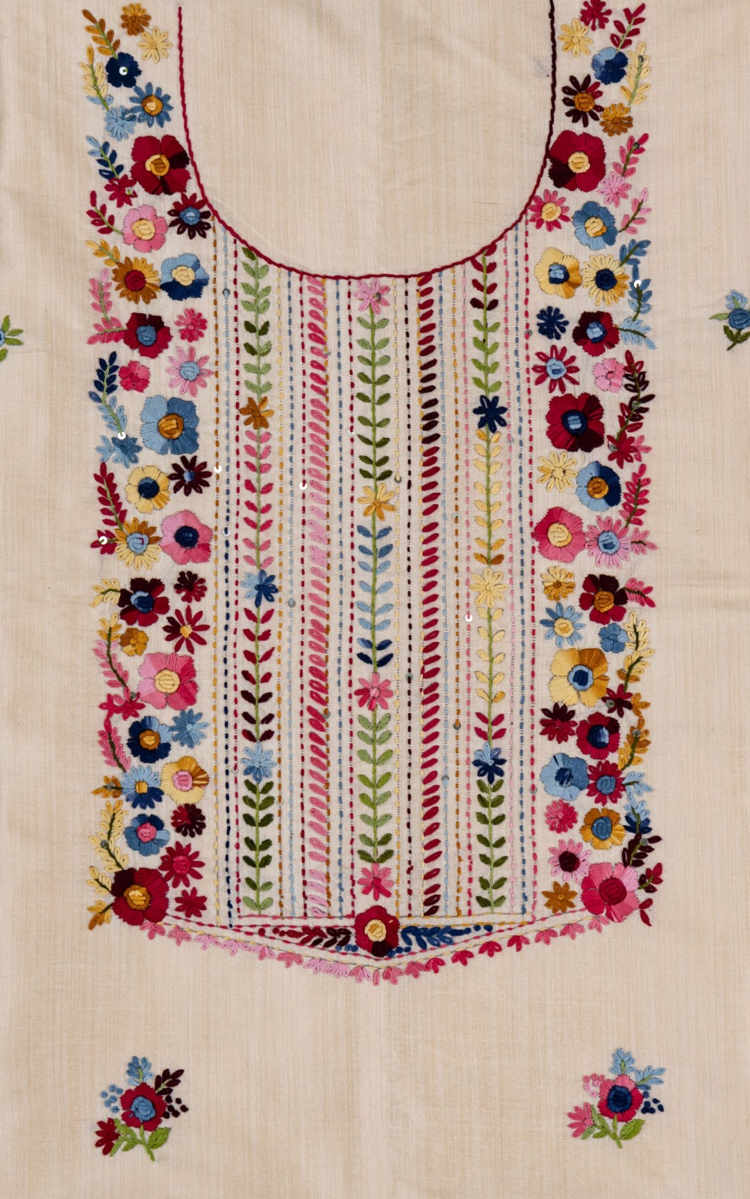 Semi Tussar kurta with detailed hand embroidery
