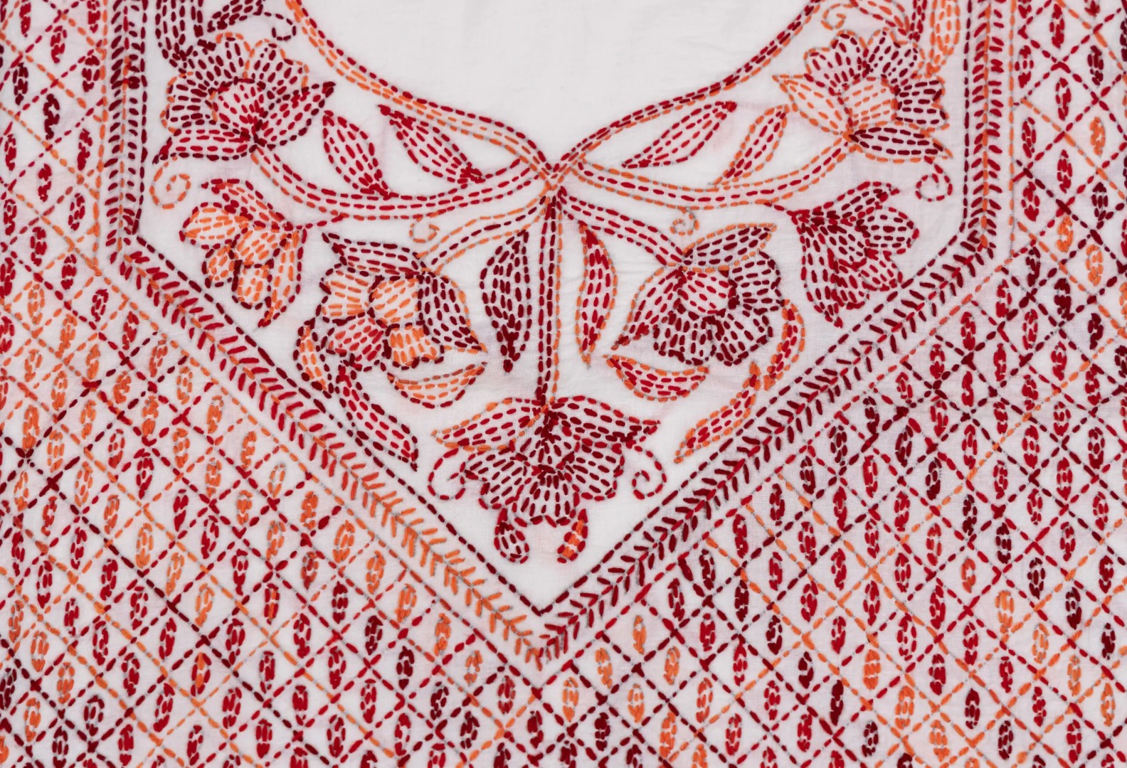 Hand Embroidered Cotton Unstitched 3 Piece Kurta Set in vibrant hues