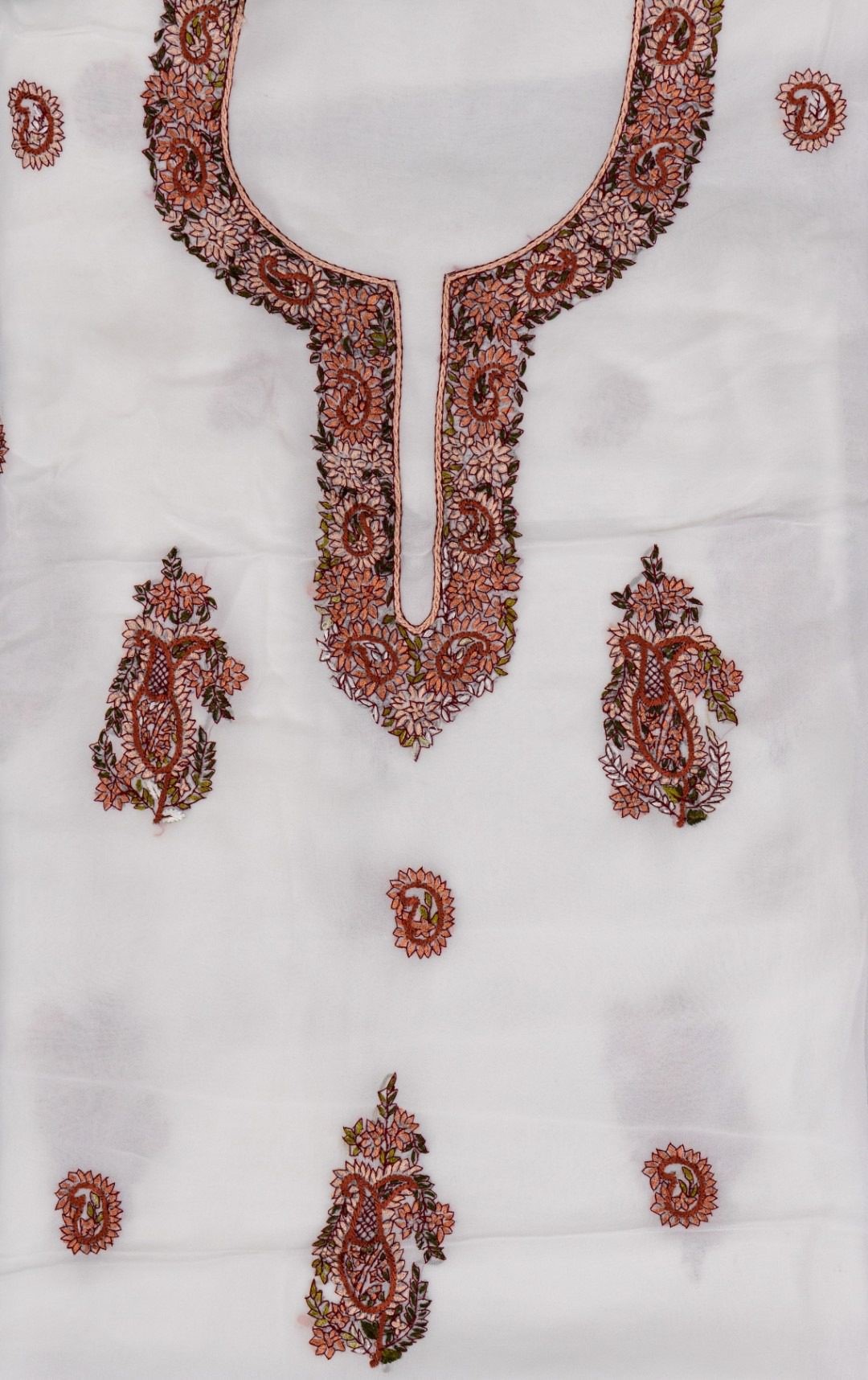 Hand Embroidered Unstitched Georgette Kurta With Dupatta by Adrika