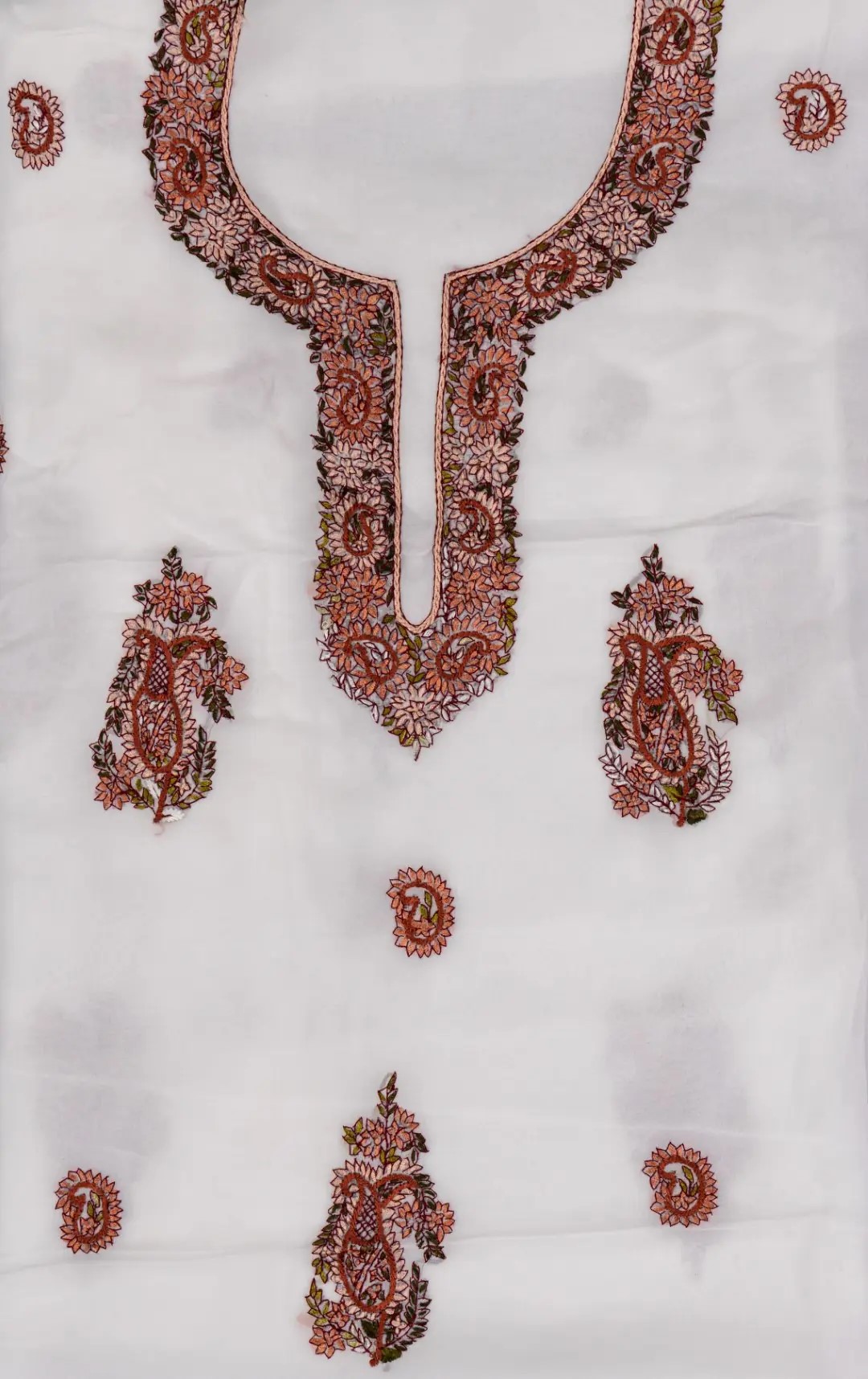 Hand Embroidered Unstitched Georgette Kurta With Dupatta by Adrika