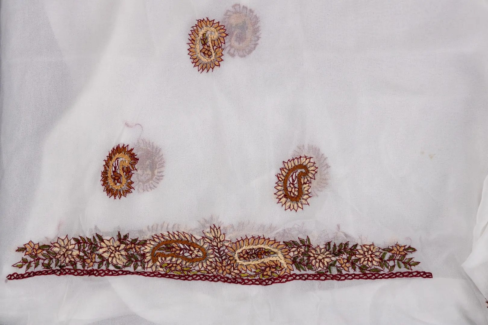Elegant Hand Embroidered Georgette Kurta With Dupatta by Adrika
