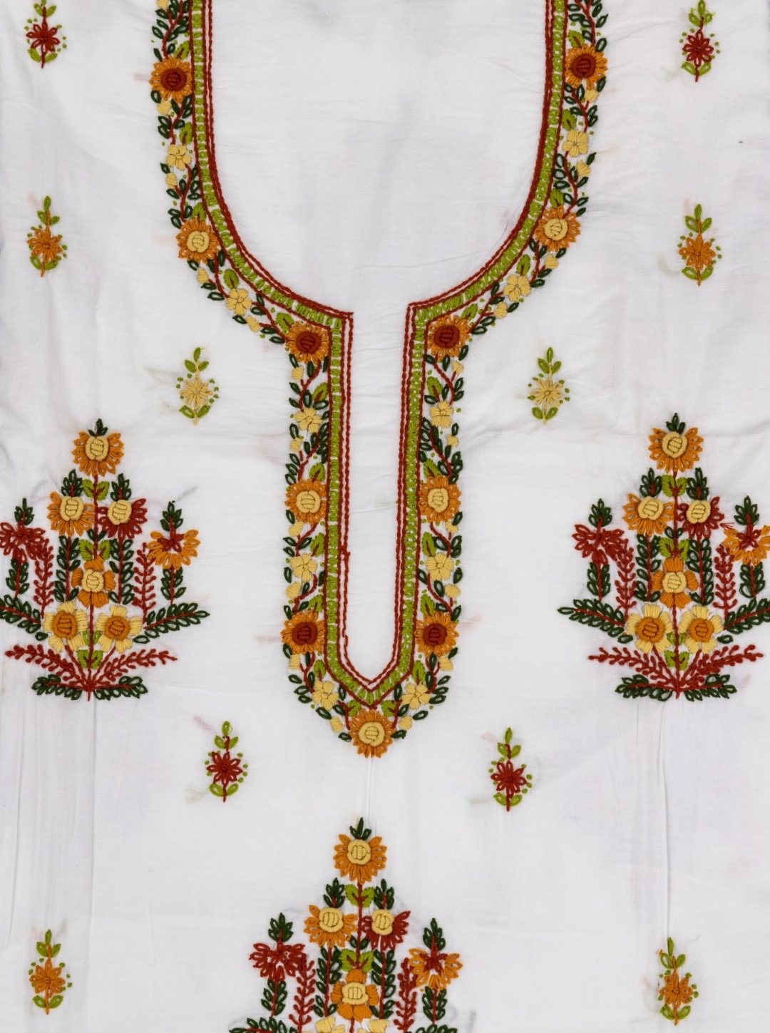 Cotton Unstitched Kurta with Exquisite Hand Embroidery designs by adrika