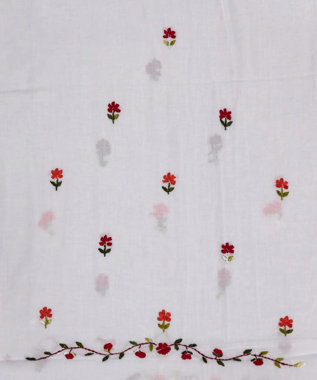 Cotton Unstitched Kurta with Exquisite Hand Embroidery by Adrika