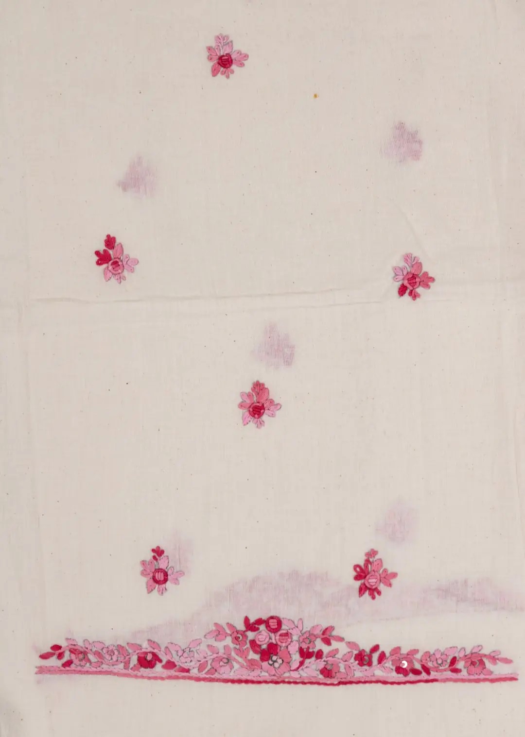 Traditional Handcrafted Hand Embroidery on Kora Cotton Kurta by Adrika
