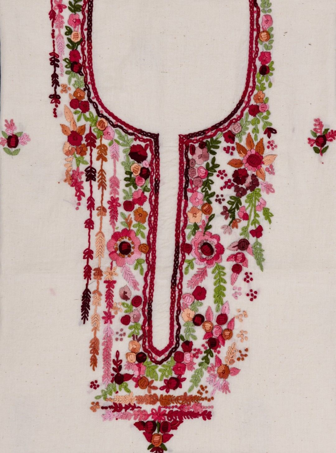 Hand Embroidered Kora Cotton Kurta by Adrika