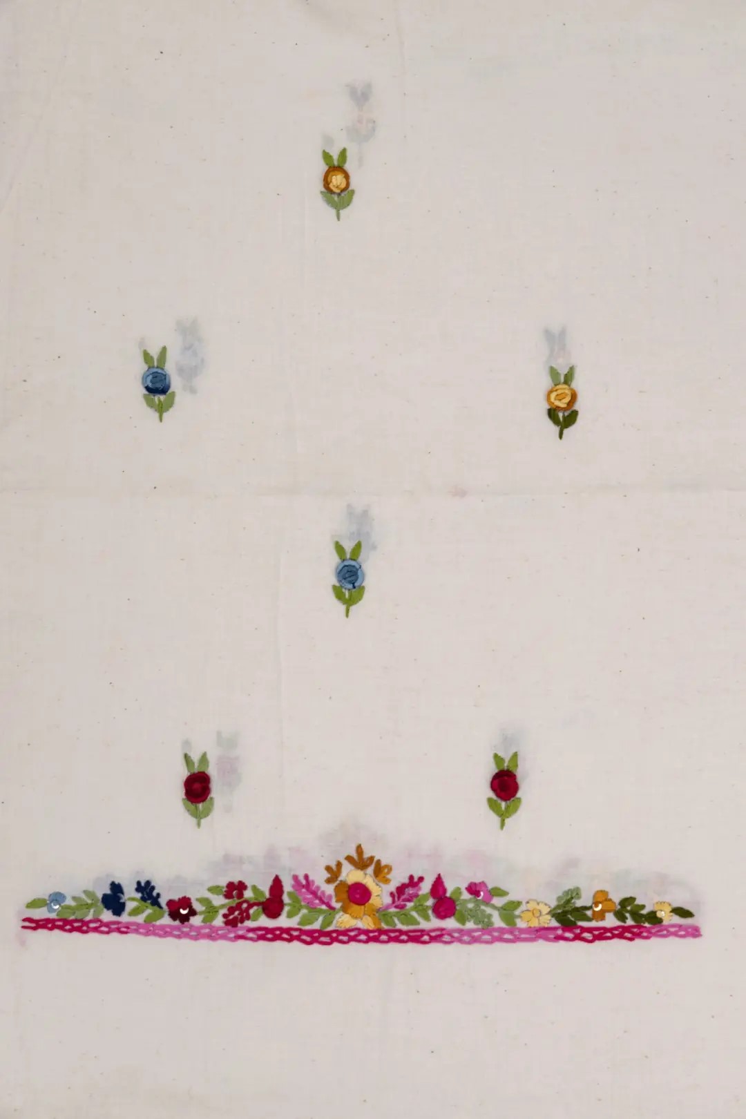 Elegant Hand Embroidered Kora Cotton Kurta by Adrika