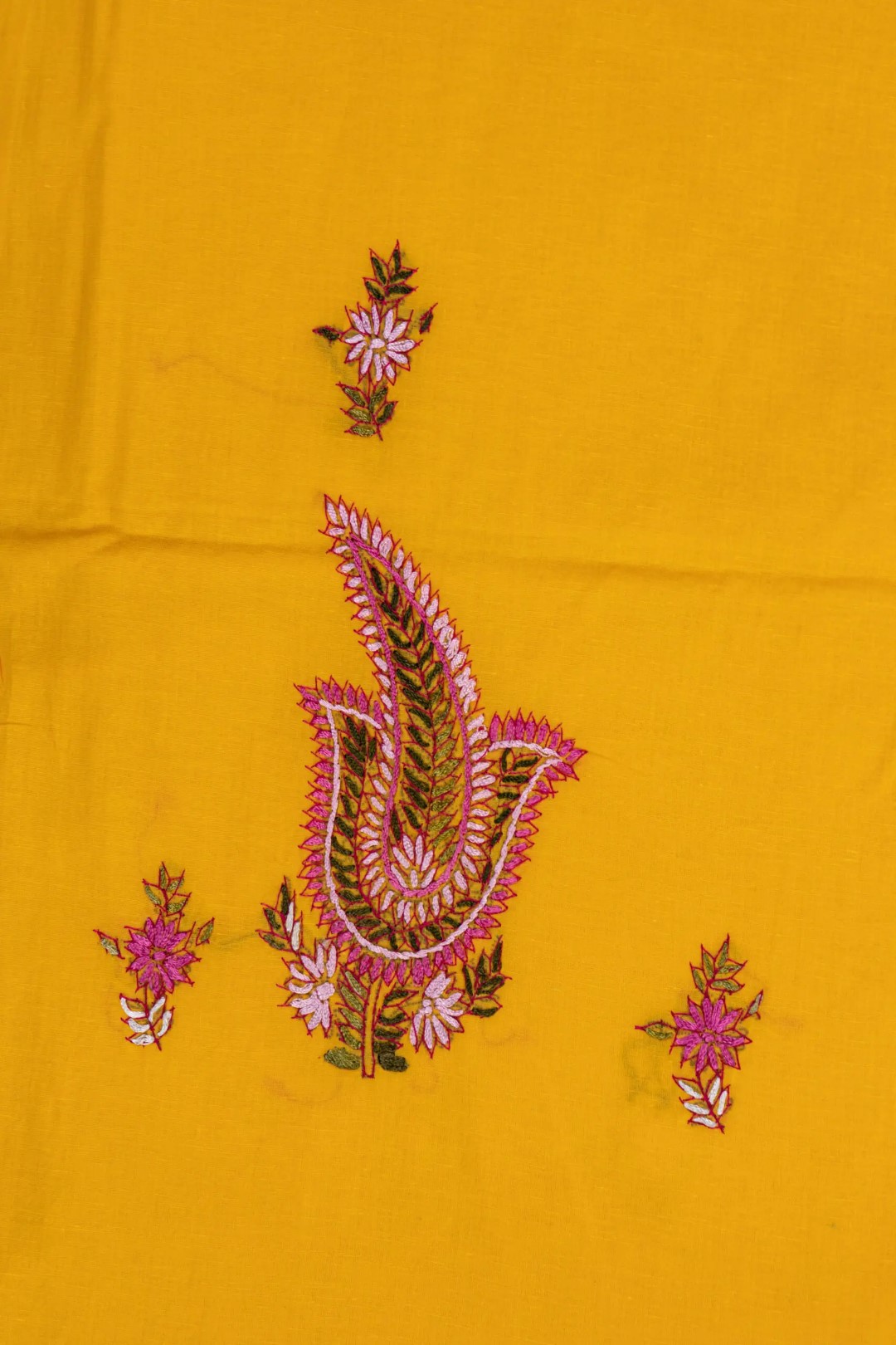 Unstitched cotton 3 piece kurta set with intricate hand embroider