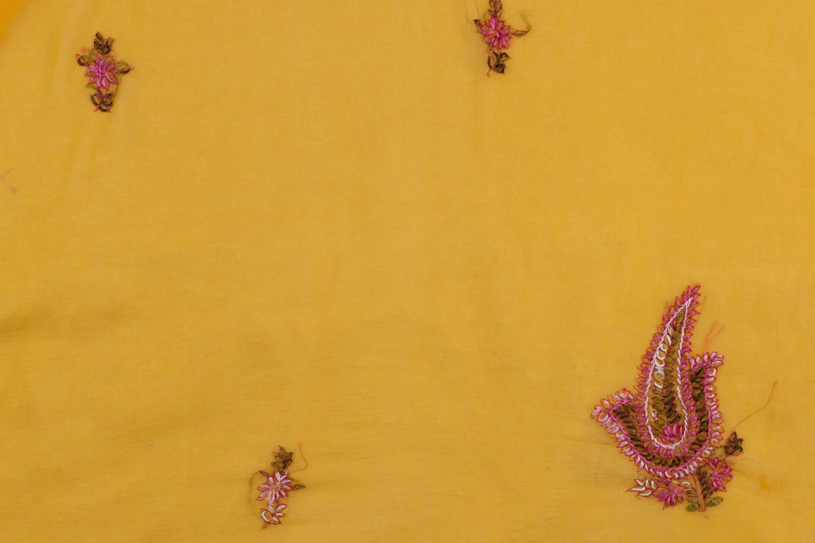 Unstitched cotton 3 piece kurta set with intricate hand embroidery by Adrika