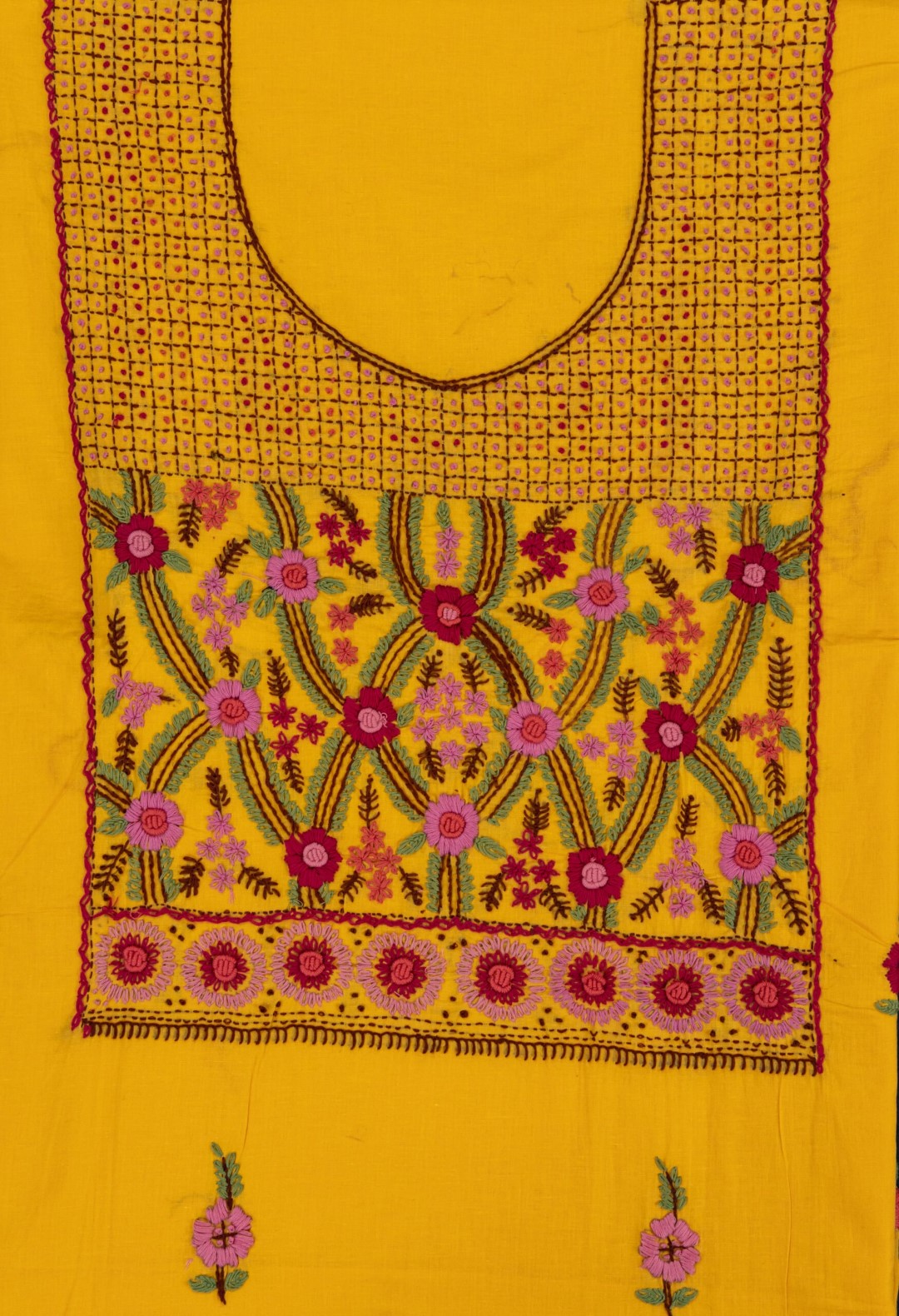 Handcrafted cotton unstitched 3 piece kurta set