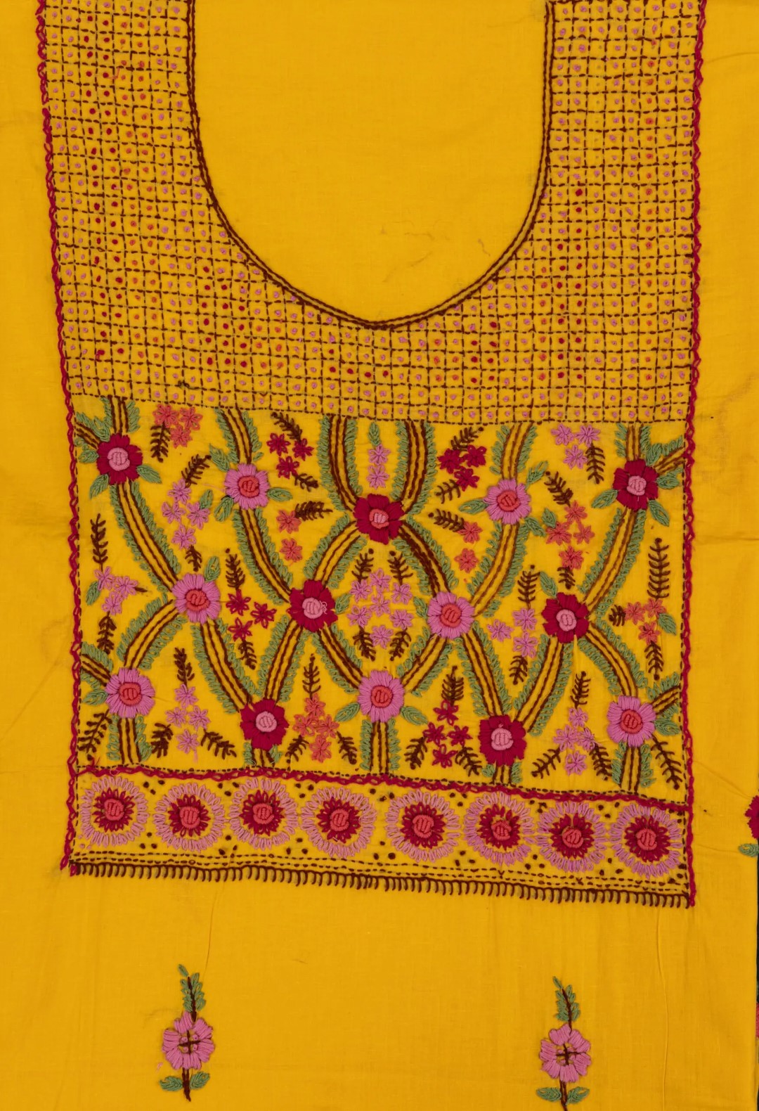 Handcrafted cotton unstitched 3 piece kurta set