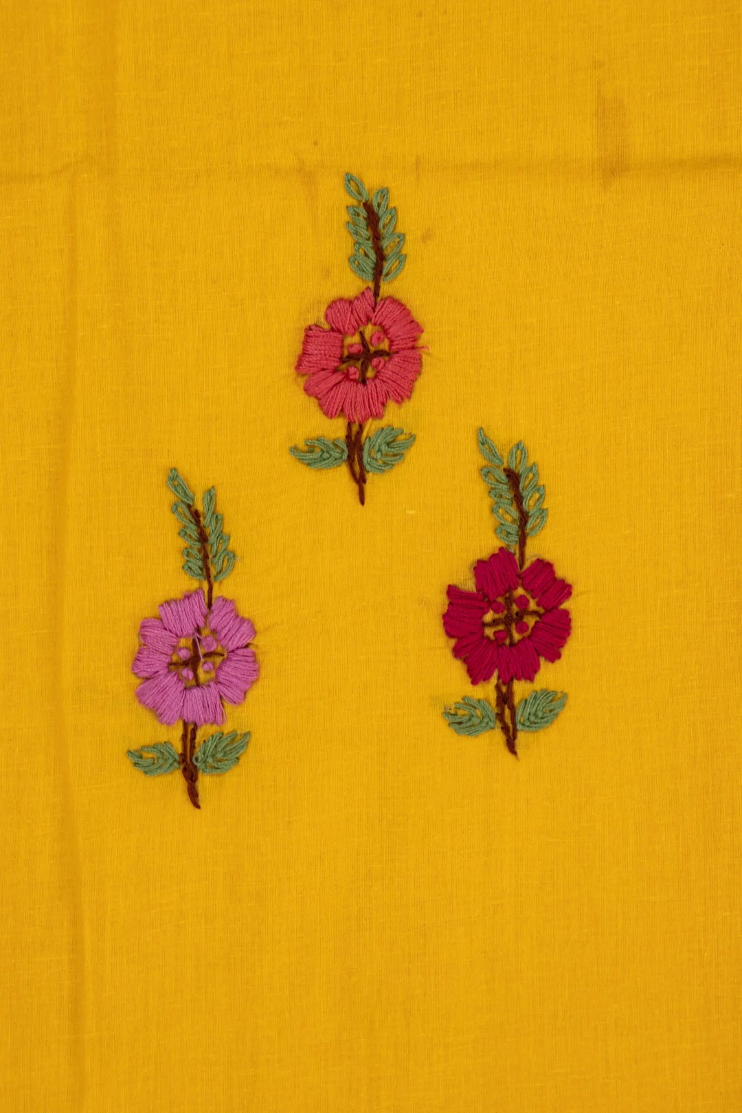 Handcrafted cotton unstitched 3 piece kurta set with fine embroidery by Adrika