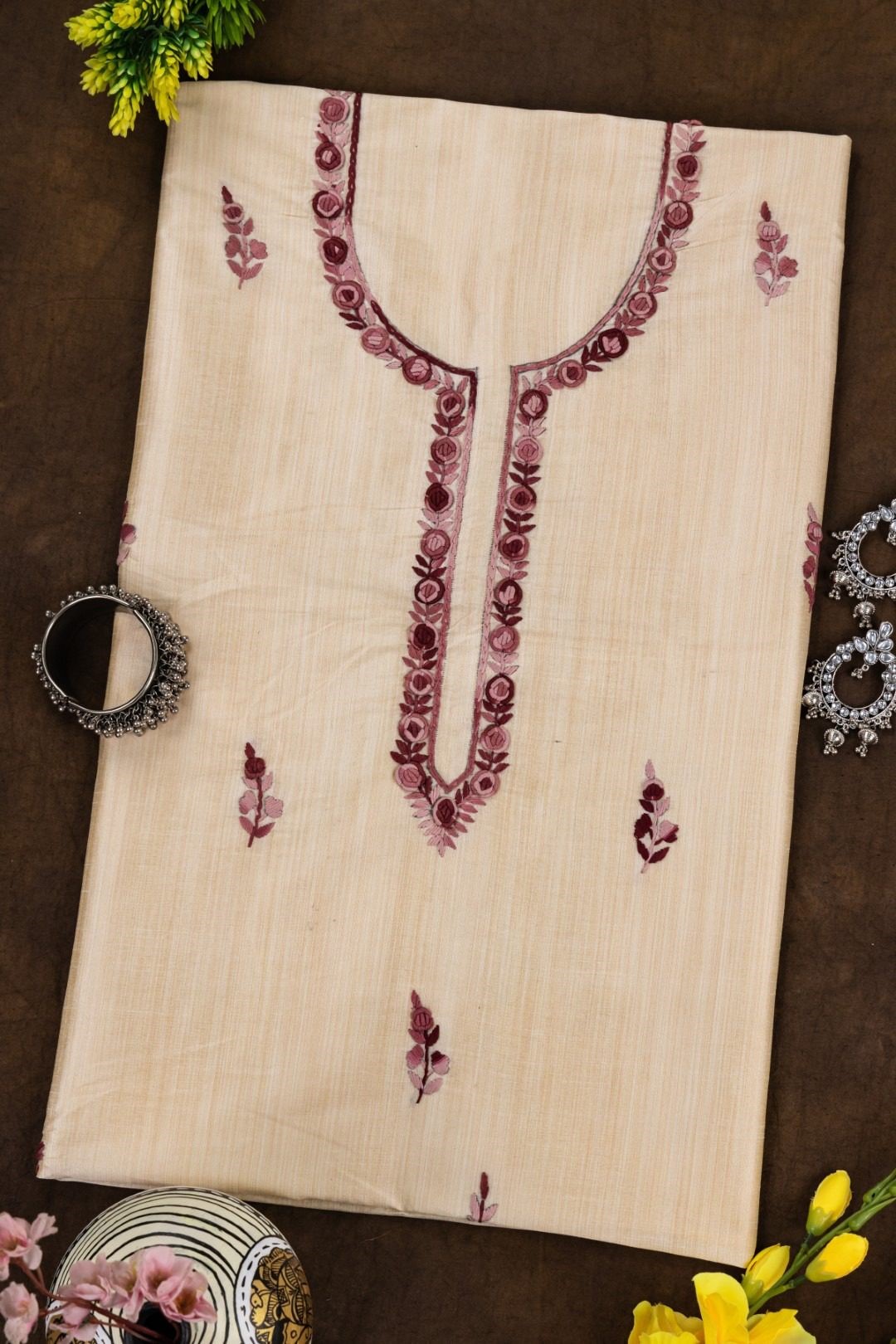 Adrika Hand Embroidered Semi Tussar Kurta