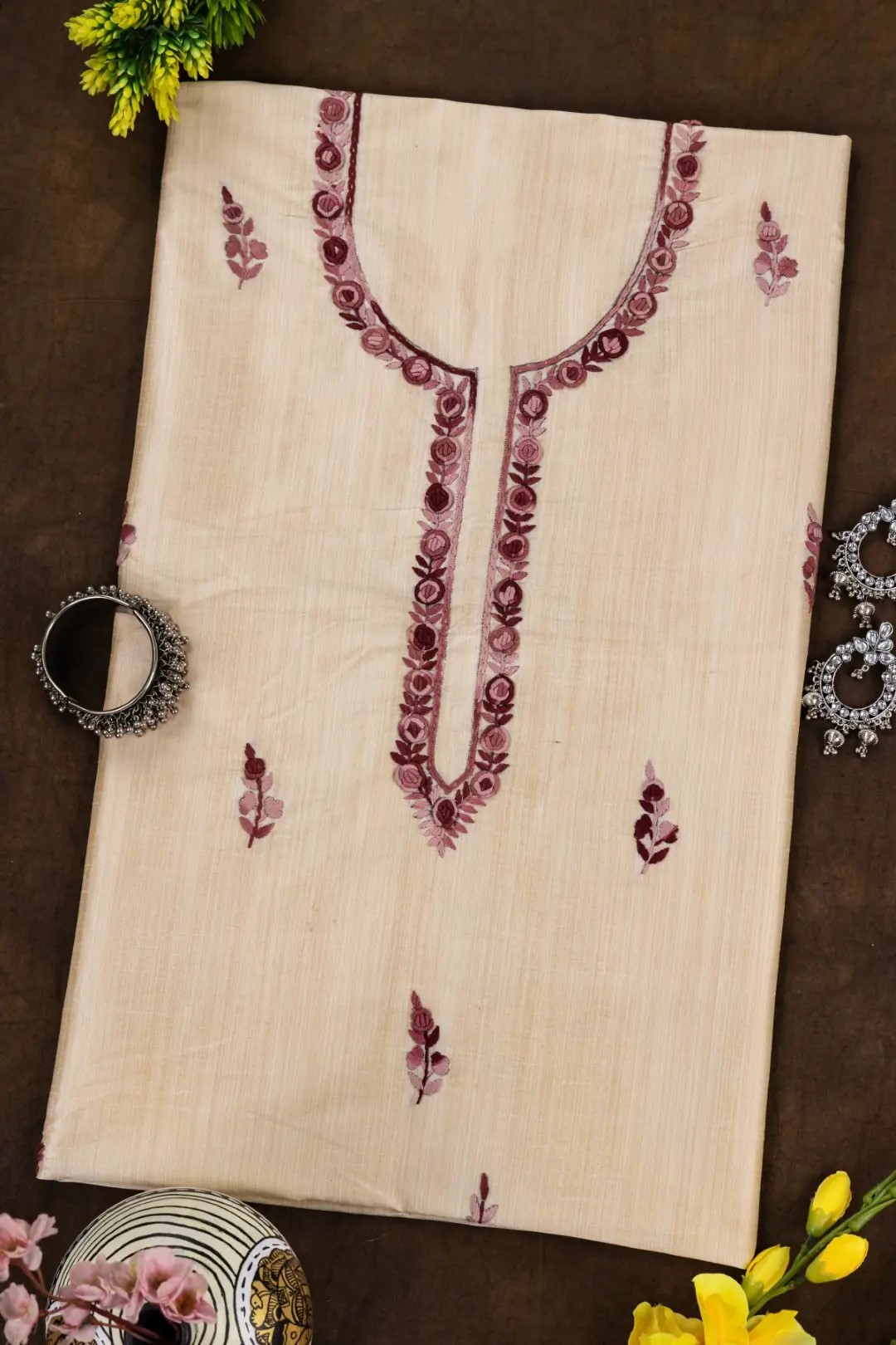 Adrika Hand Embroidered Semi Tussar Kurta