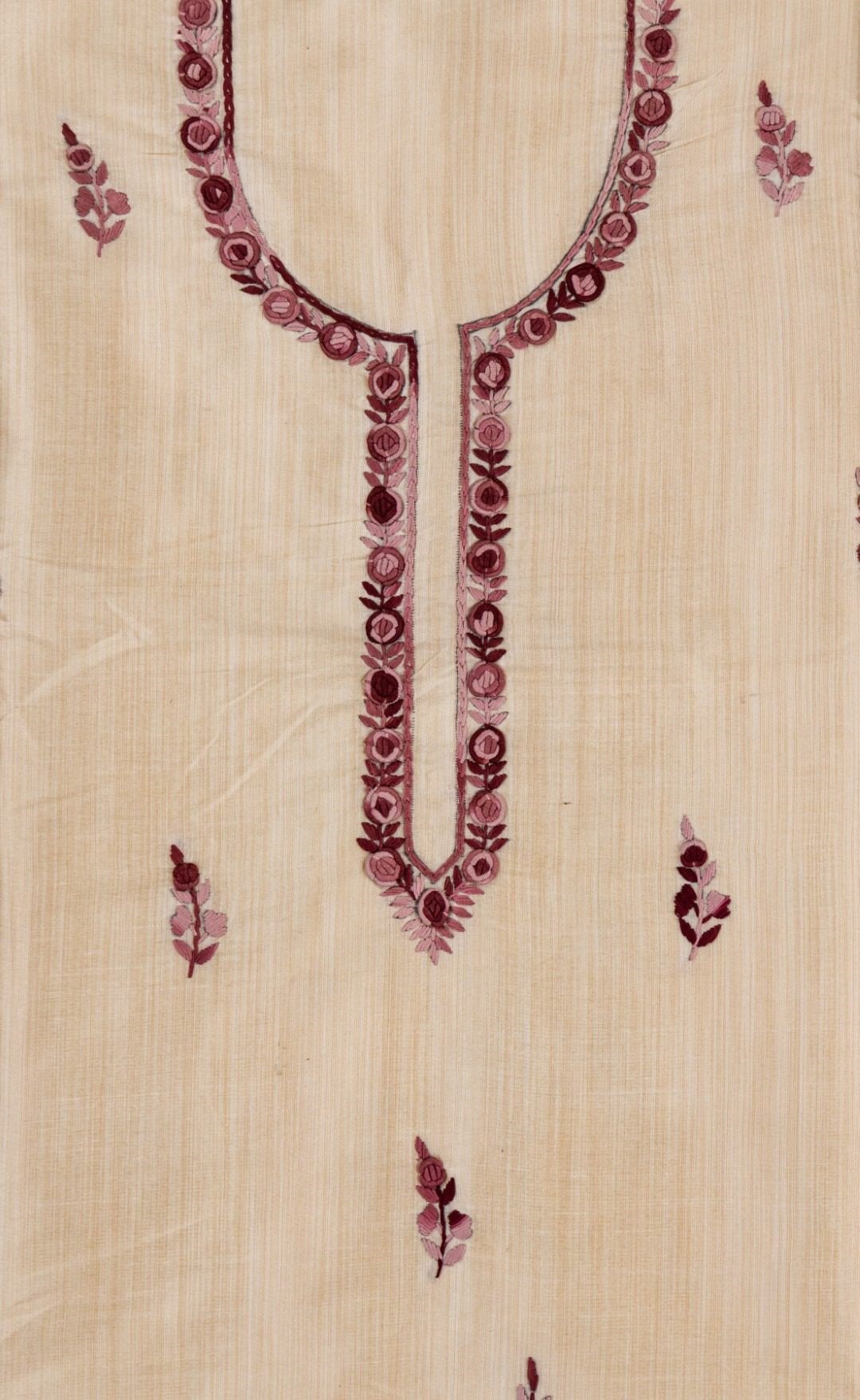 Handcrafted Hand Embroidery on Semi Tussar Kurta by Adrika