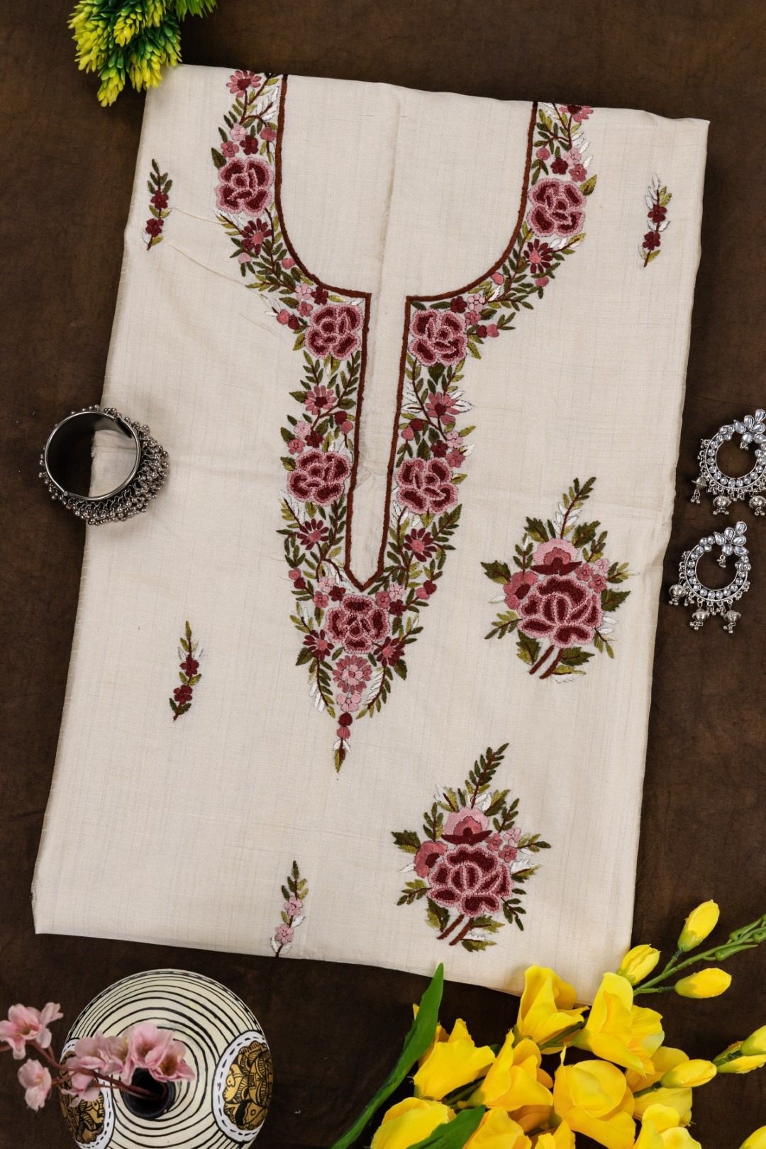 Adrika Hand Embroidered Unstitched Kurta