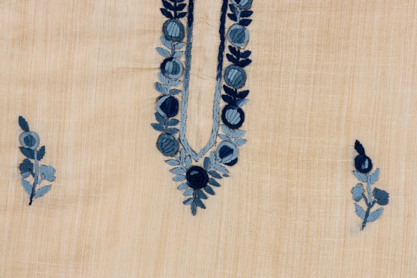 Unstitched Kurta with Intricate blue Thread Work by adrika
