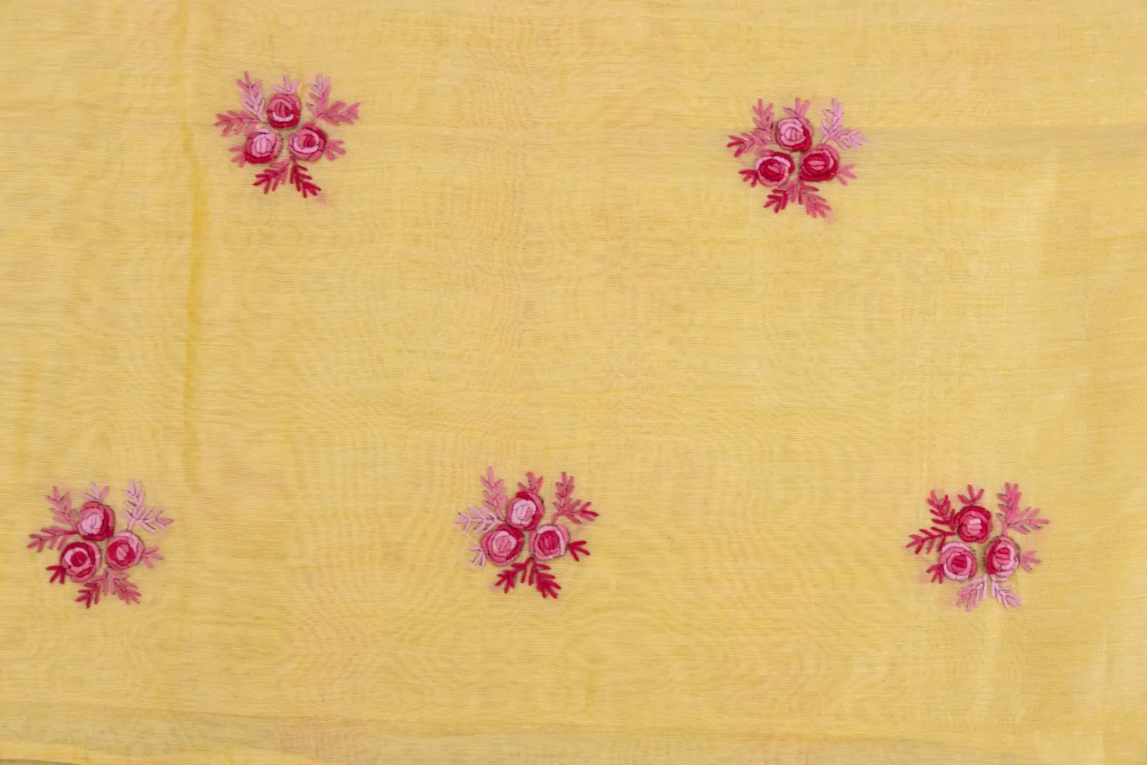 Elegant Adrika Yellow Cotton Chanderi Kurta Set with Pink Hand Embroidery