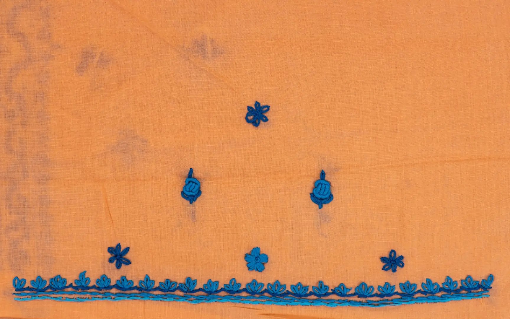 purple Hand Embroidered orange Kurta set