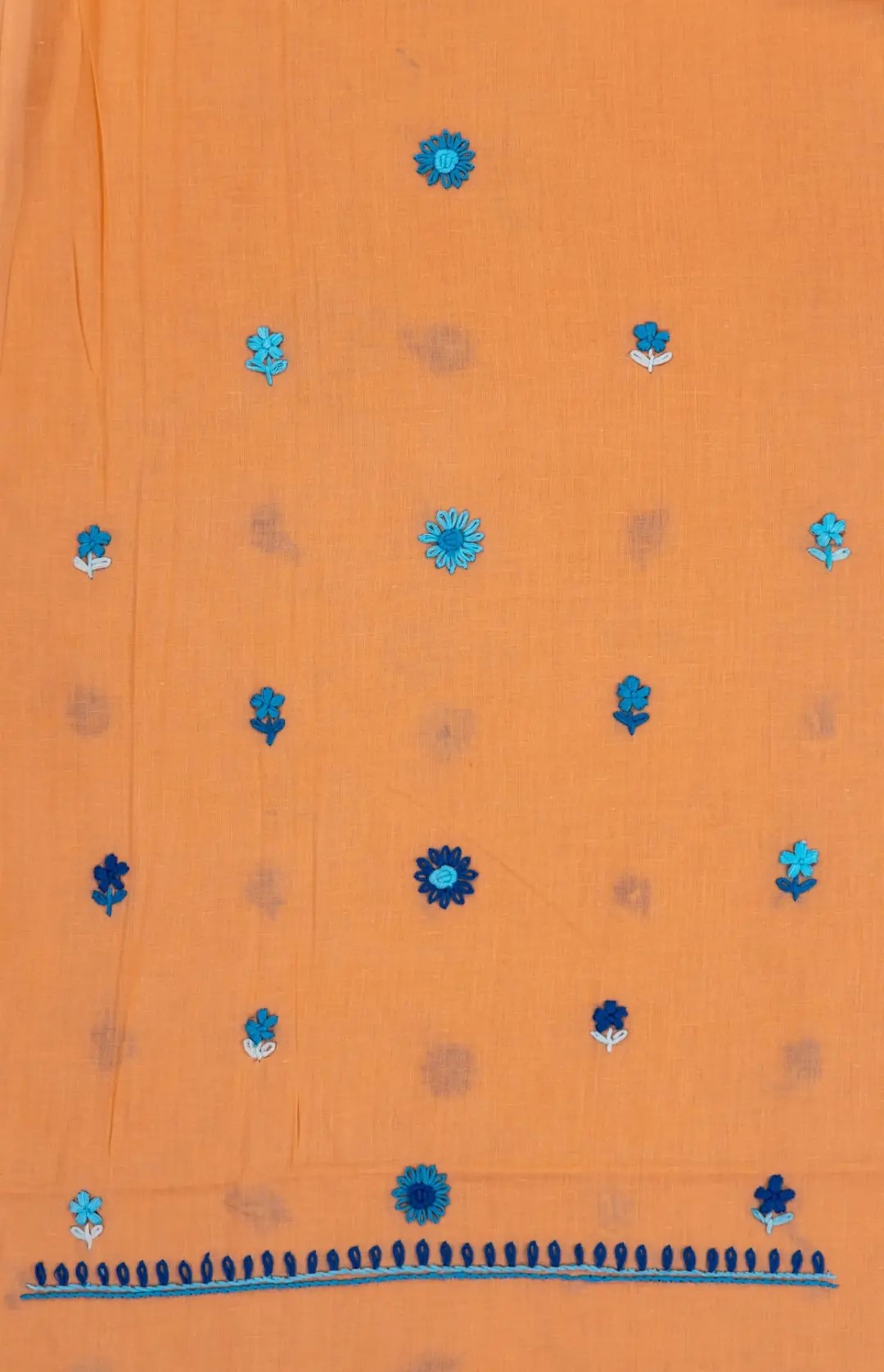 orange Kurta Set with blue Embroidery