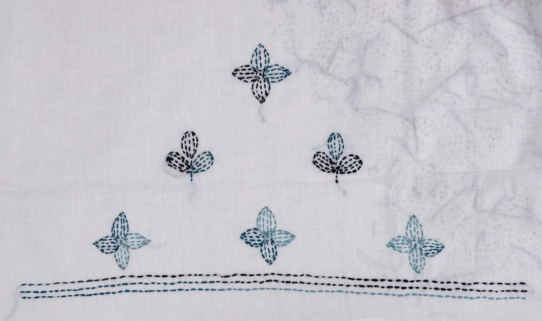 Adrika blue Embroidered White Cotton Kurta Set