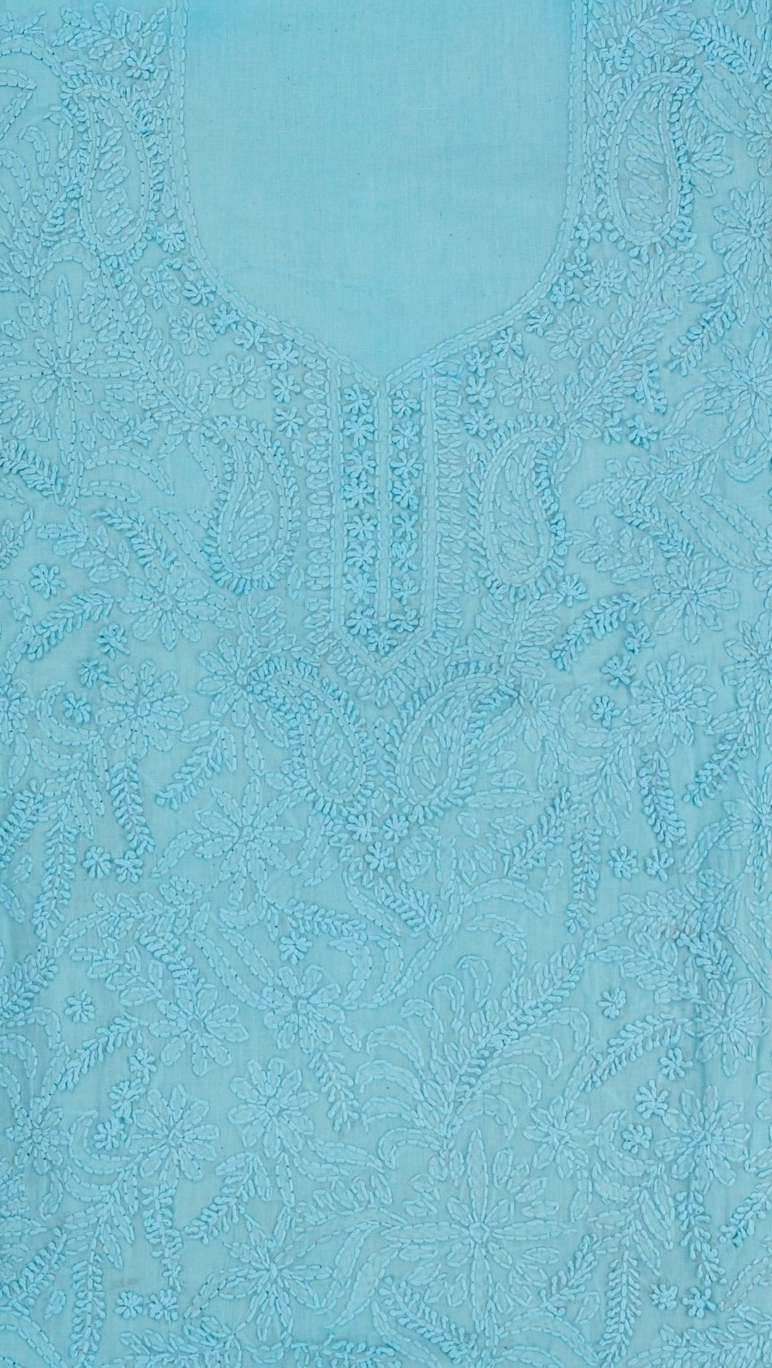 Adrika Designer Turquoise Blue Cotton Kurta Set with Multicoloured Thread Embroidery