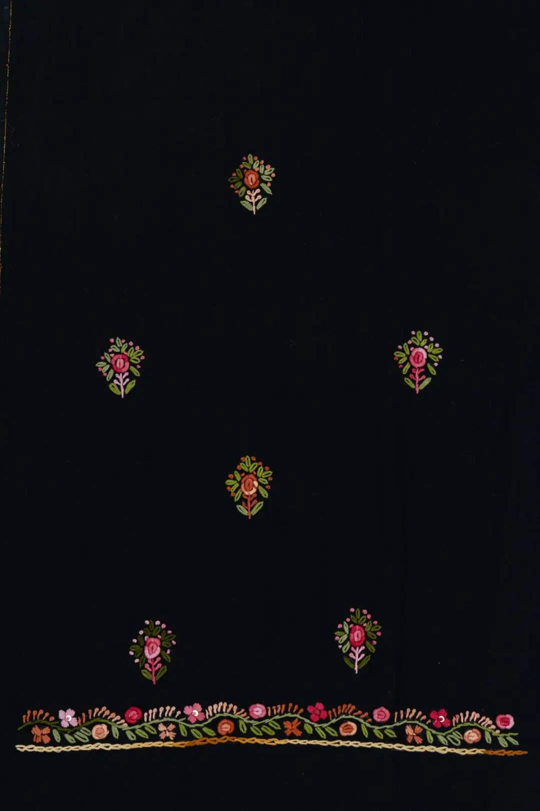 Adrika Multicoloured Thread Embroidered Black Cotton Unstitched Kurta Set