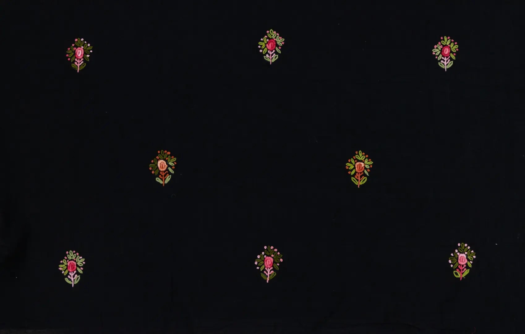 Hand Embroidered Black Cotton Kurta Set by Adrika