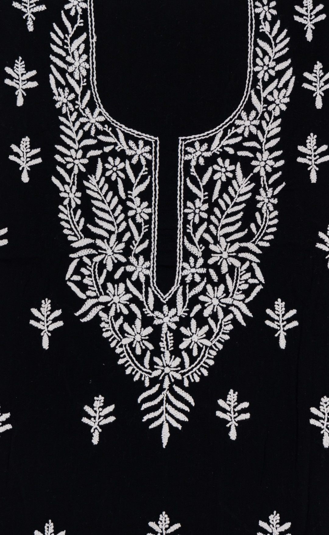 Adrika Hand Embroidered Black Cotton Unstitched Kurta Set