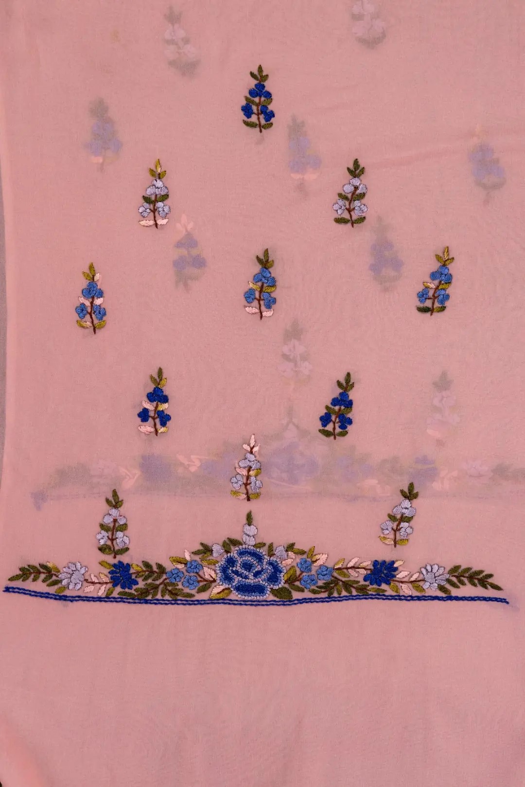 Intricately Designed Hand Embroidered Georgette Kurta by Adrika