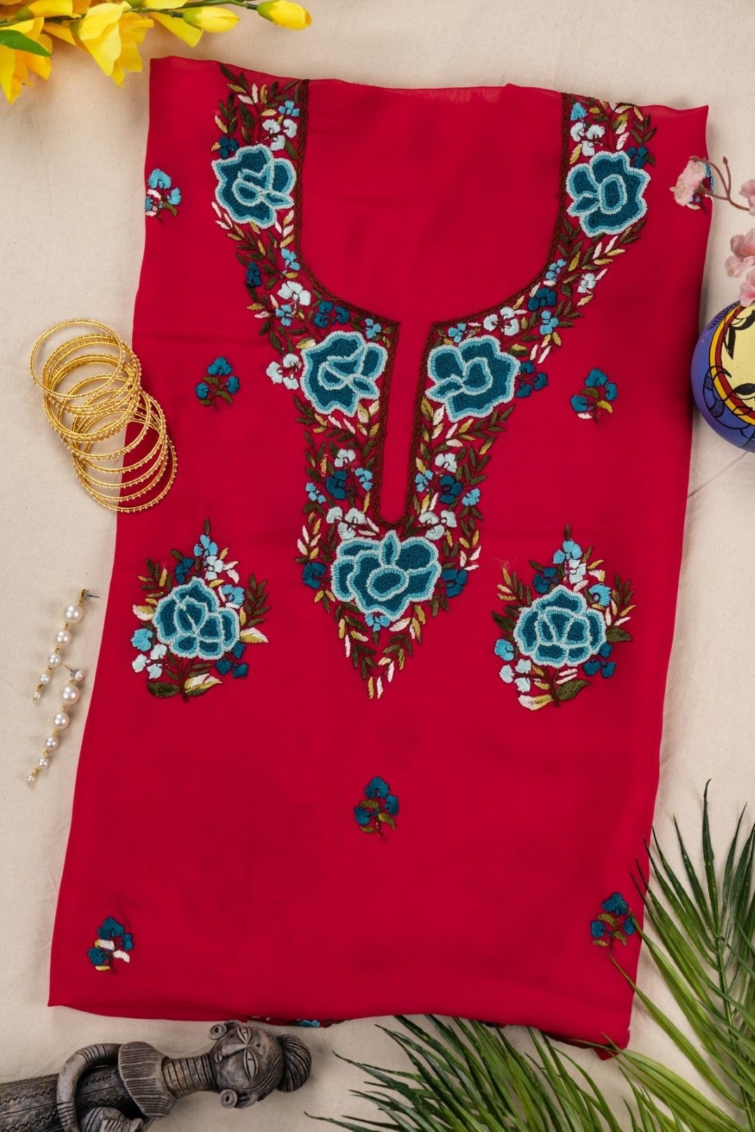 Exquisite Adrika Hand Embroidered Georgette Unstitched Kurta