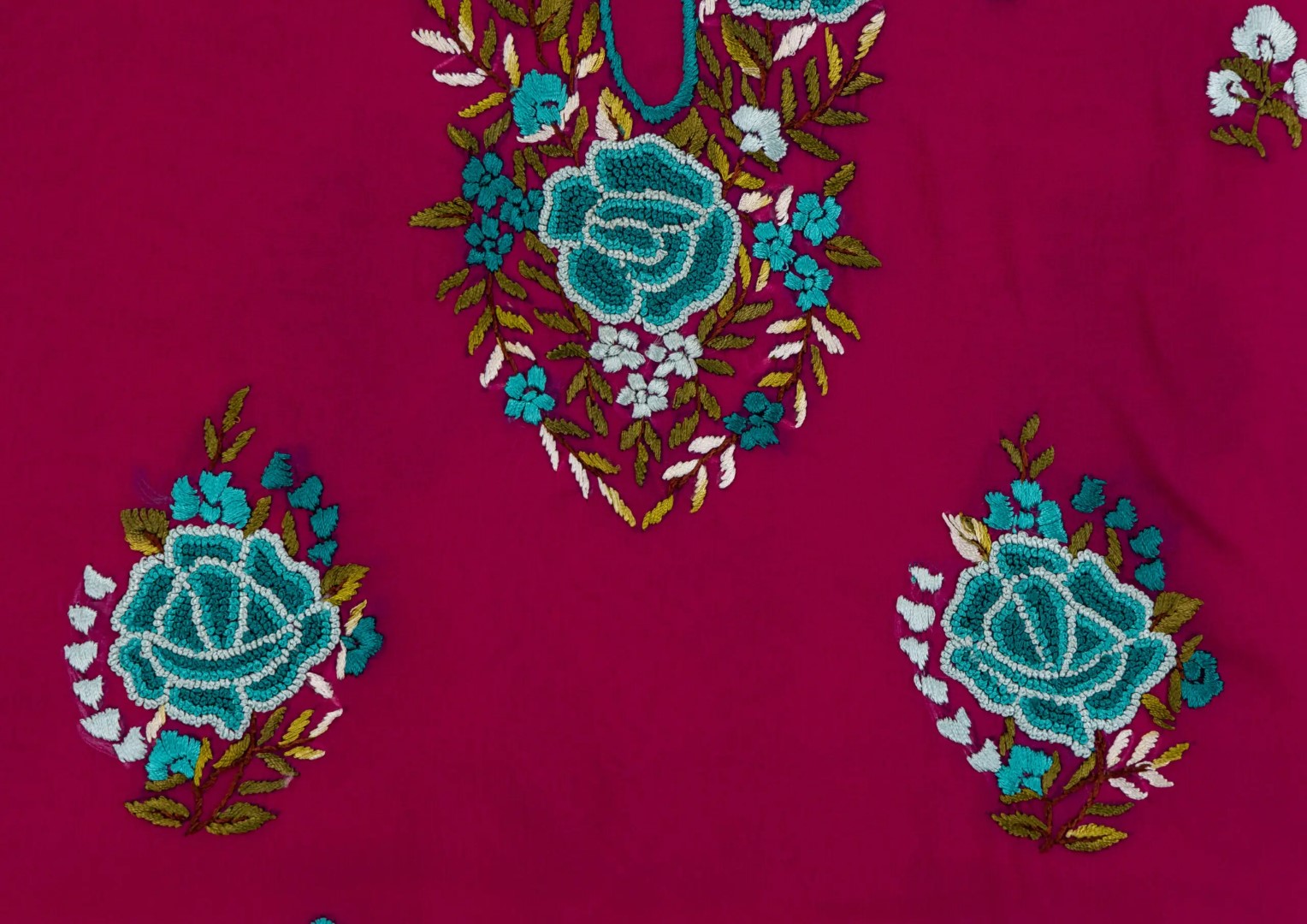 Handcrafted Georgette unstitched kurta with detailed embroidery