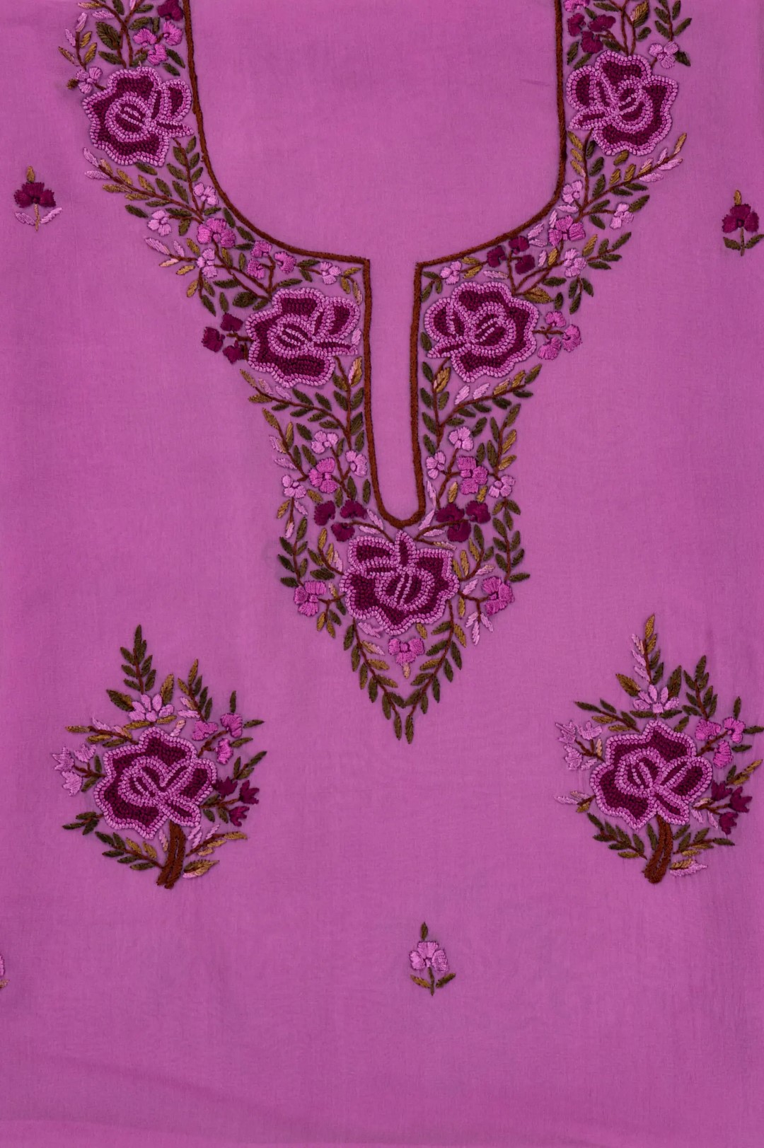 Georgette unstitched kurta with delicate hand embroidery by Adrika