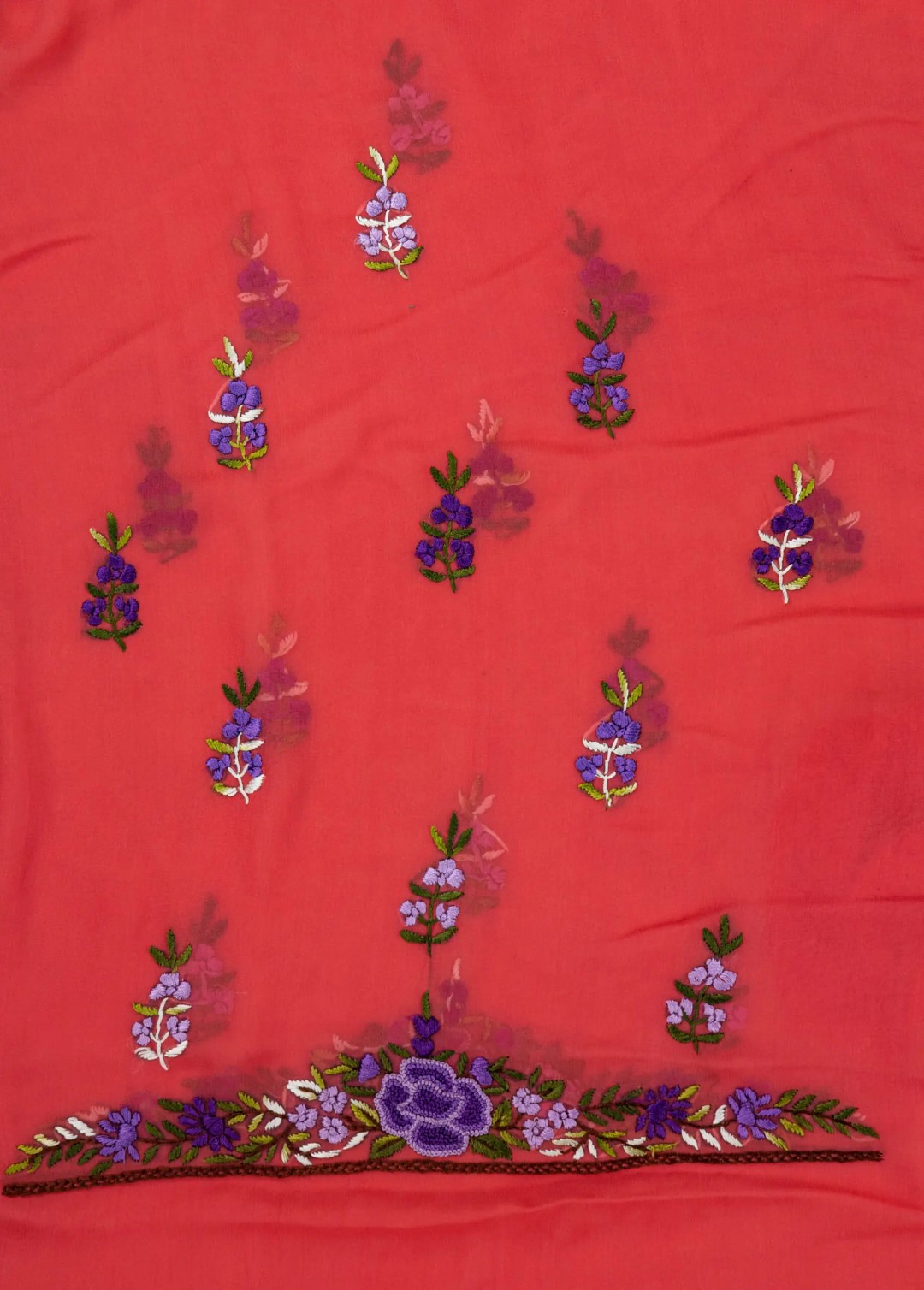 Unstitched Georgette kurta with intricate hand embroidery by Adrika