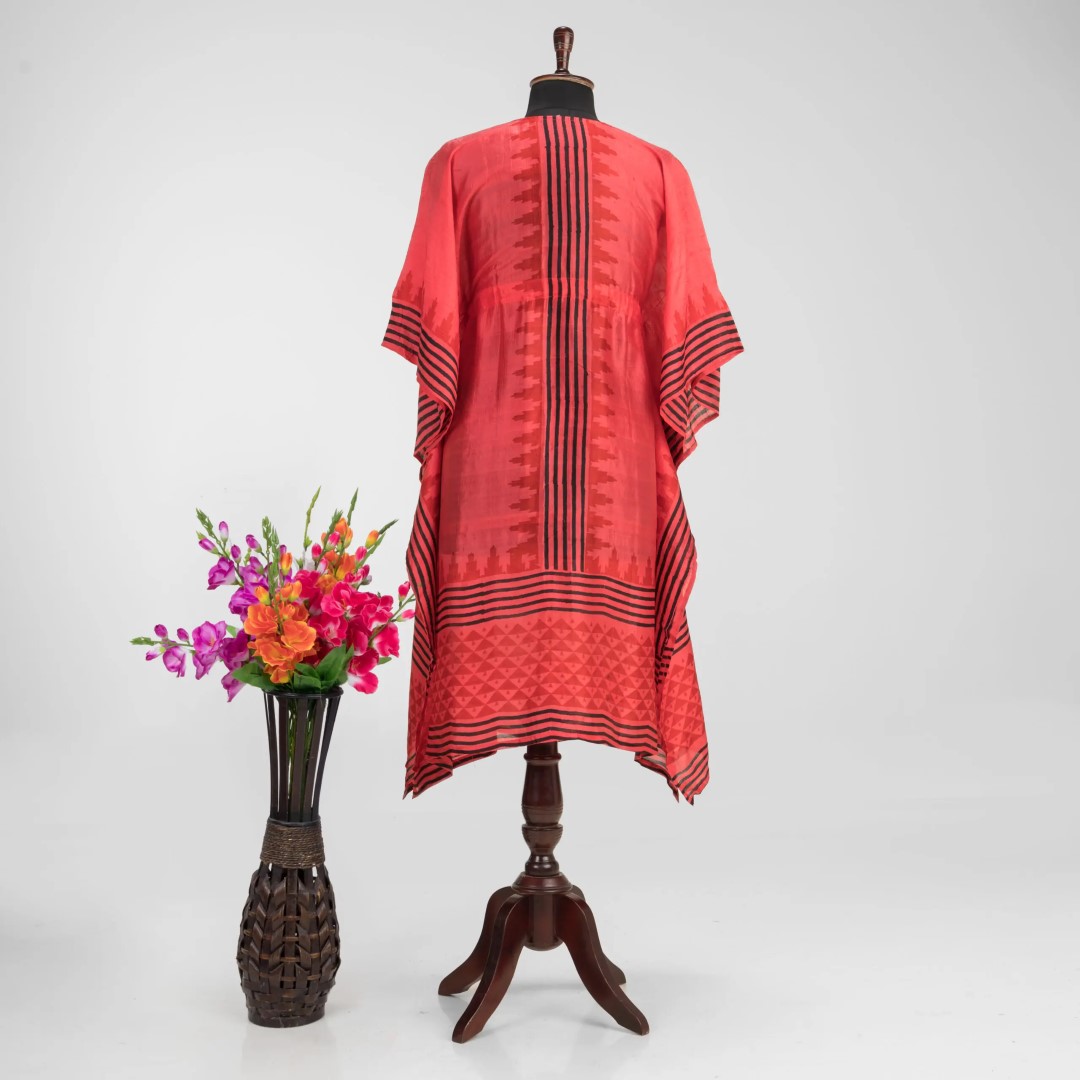 Adrika's Handloom Hand Block Printed Murshidabad Silk Kaftan