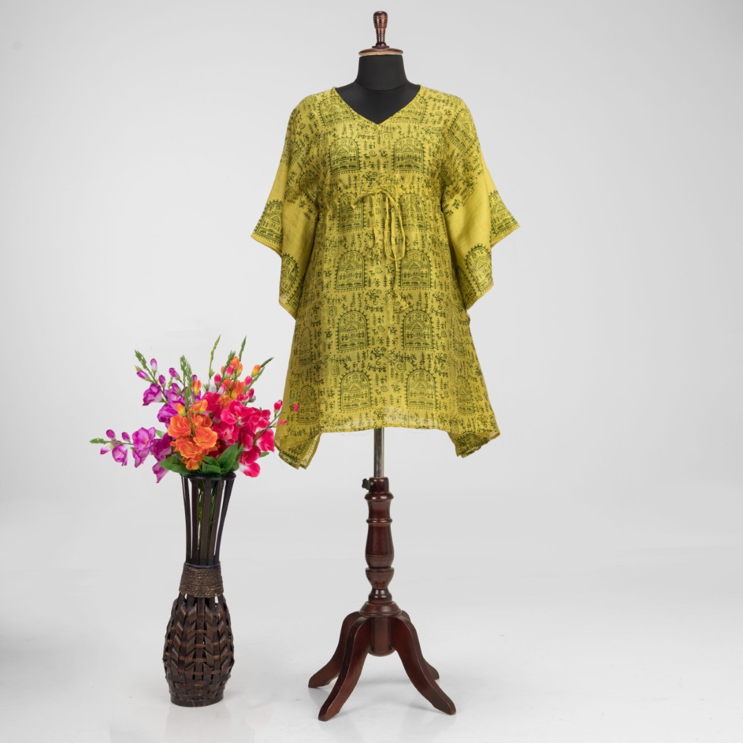 Adrika’s Handcrafted Hand block Murshidabad Silk Kaftan