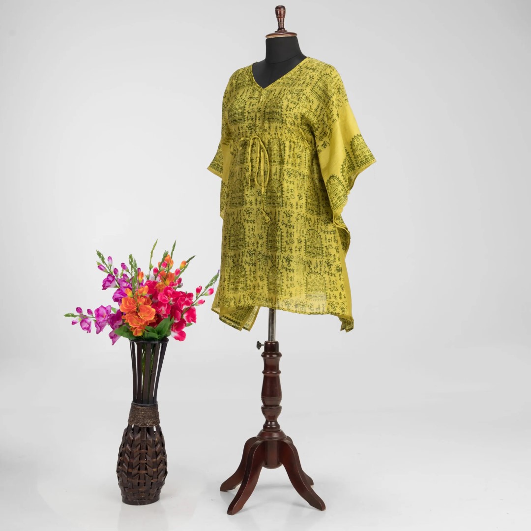 Adrika’s Traditional Hand block Murshidabad Silk Kaftan