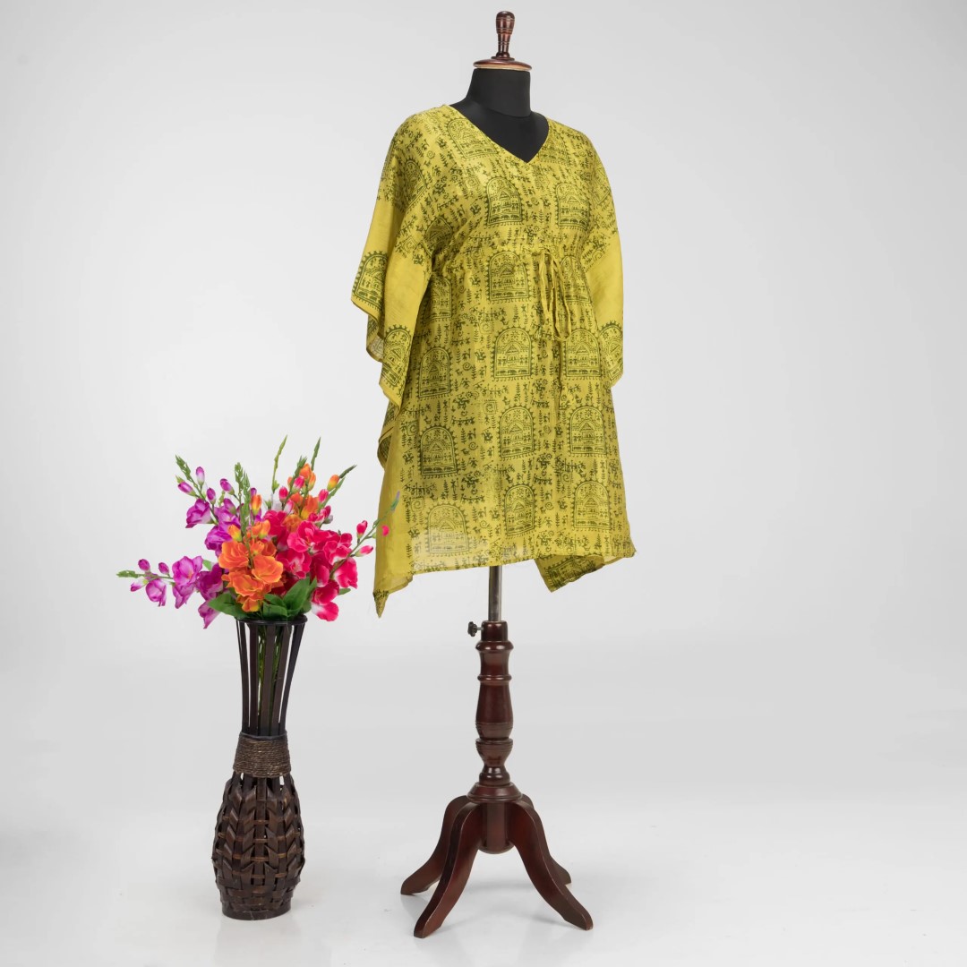 Adrika’s Elegant Pure Handloom Murshidabad Silk Kaftan