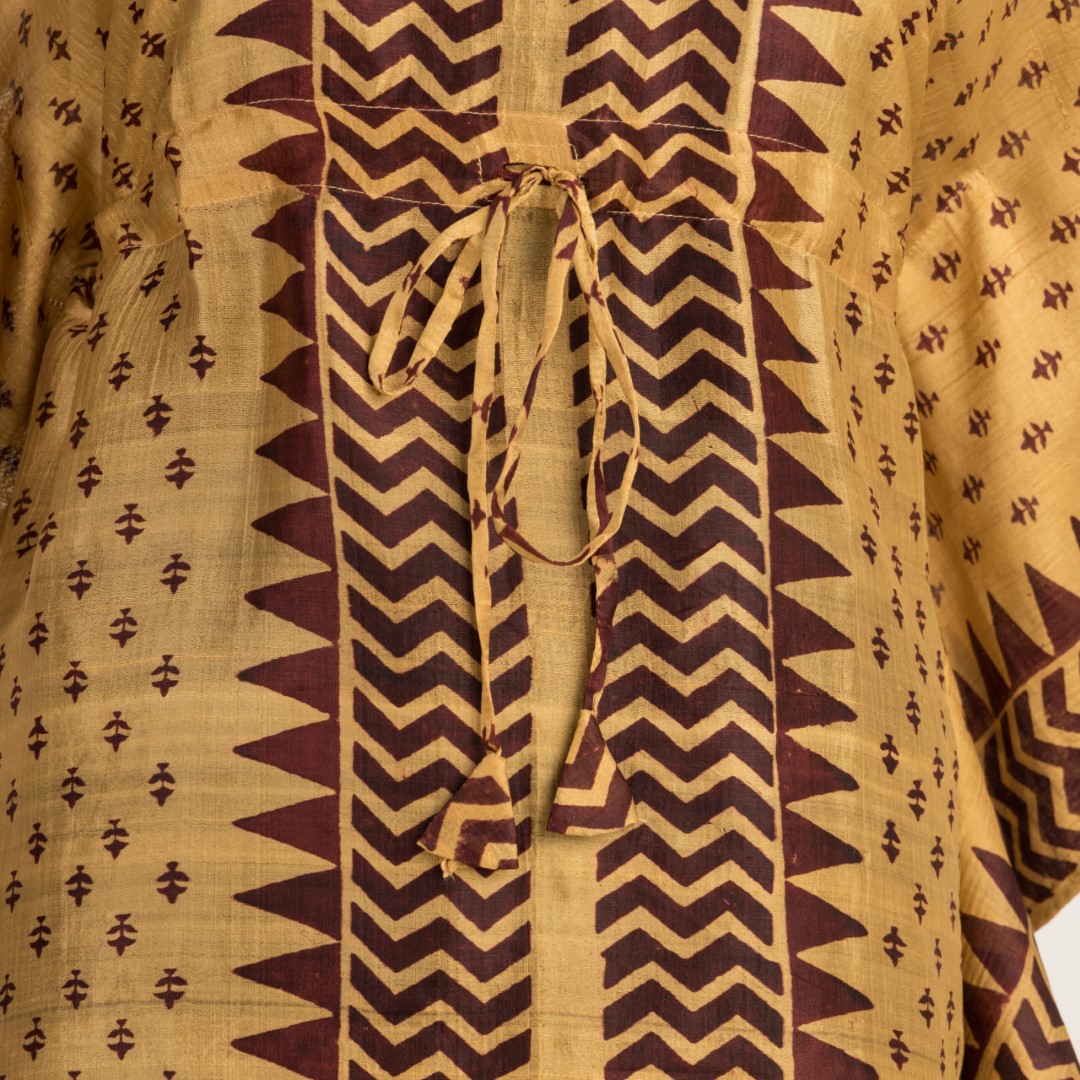 Adrika's Handloom Hand Block Printed Pure Murshidabad Silk Kaftan