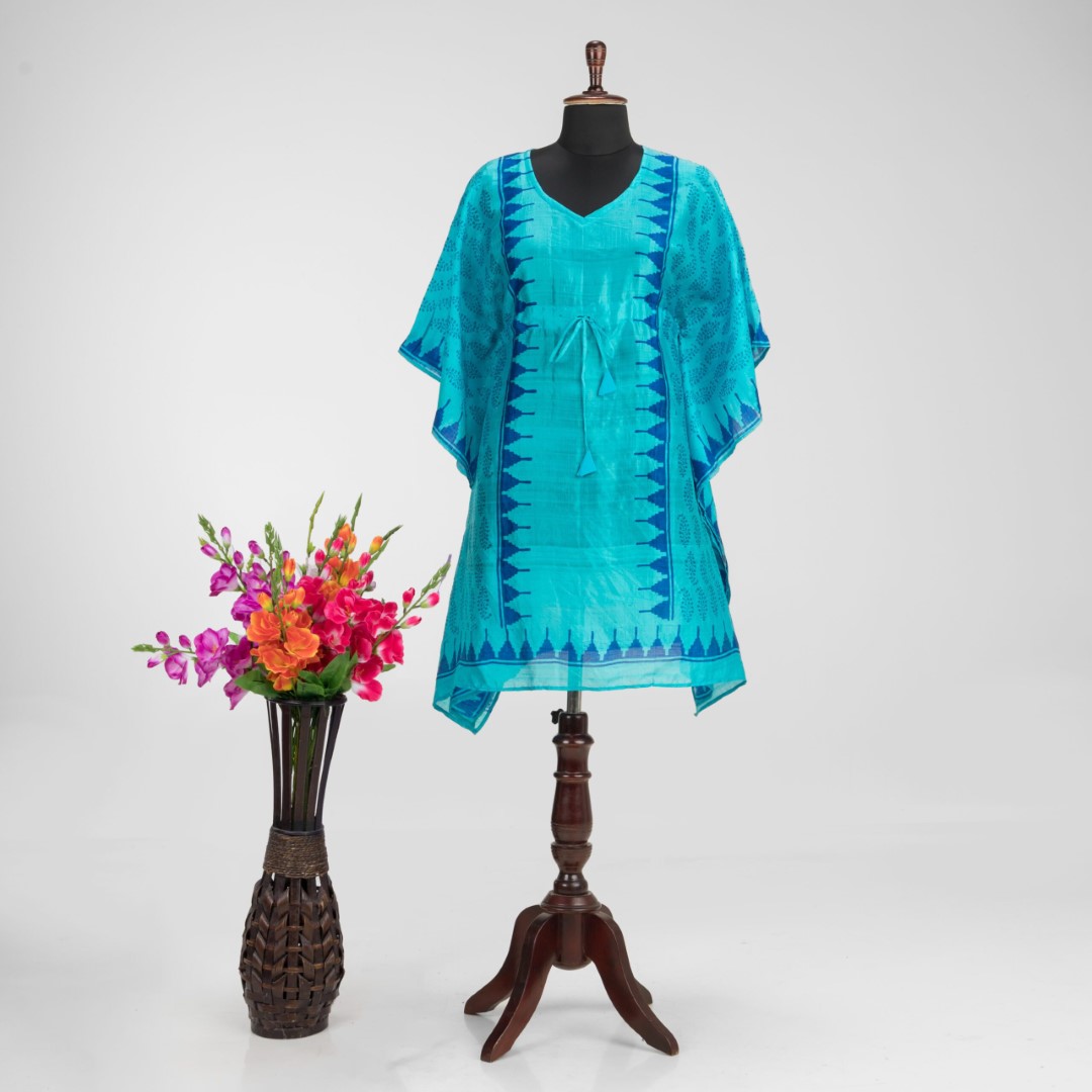 Block Print on Adrika's Murshidabad Silk Kaftan