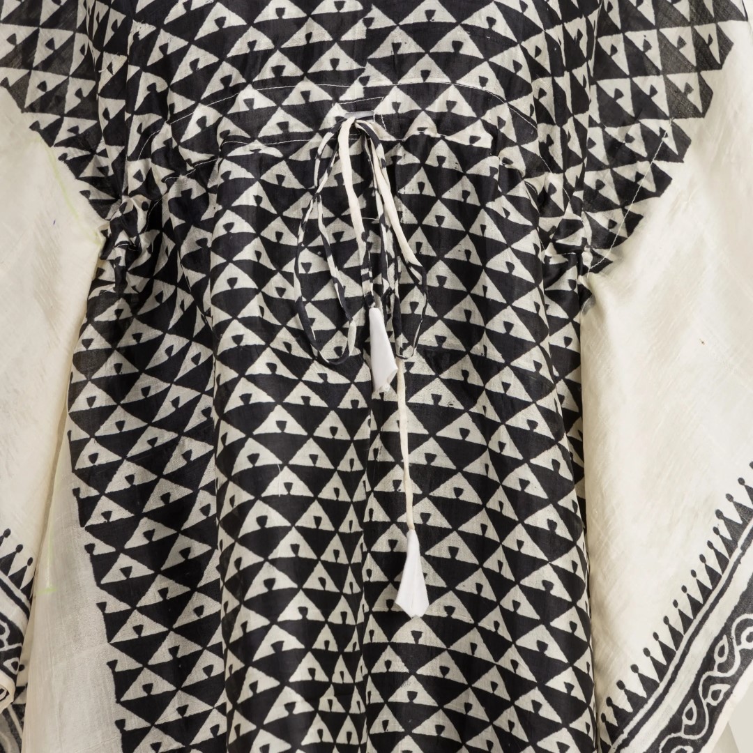 Adrika Murshidabad Silk Kaftan Featuring Hand Block Print