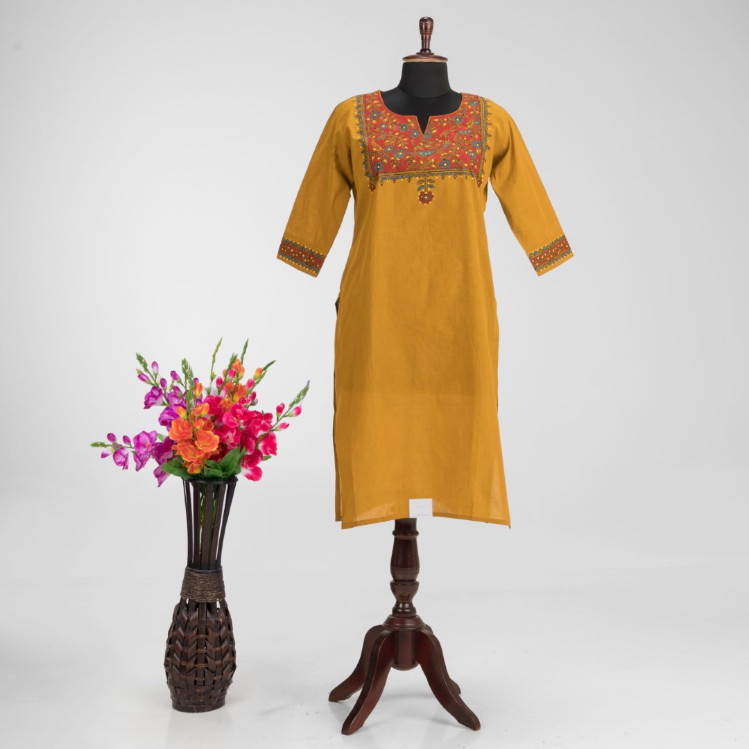 Adrika’s Khadi Cotton Kurti with Intricate Hand Embroidery