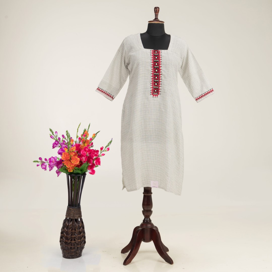 Adrika Hand Embroidered Khadi Cotton Kurti