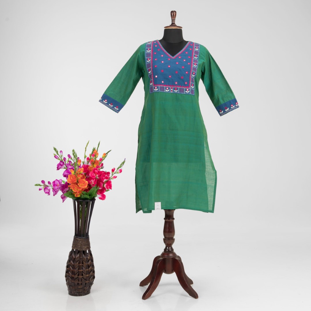 Adrika’s Khadi Cotton Hand Embroidered Kurti set
