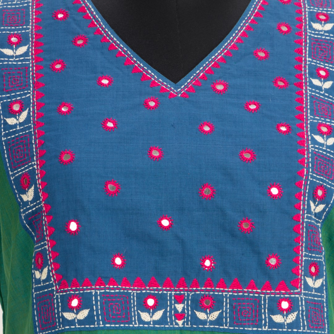 Hand Embroidered Khadi Cotton Kurti by Adrika