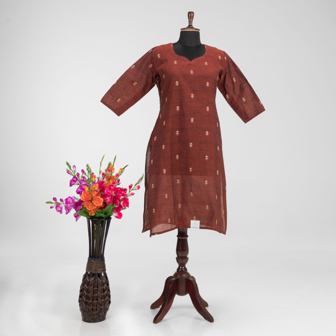 Adrika's Ethnic Hand Embroidered Khadi Cotton Kurti