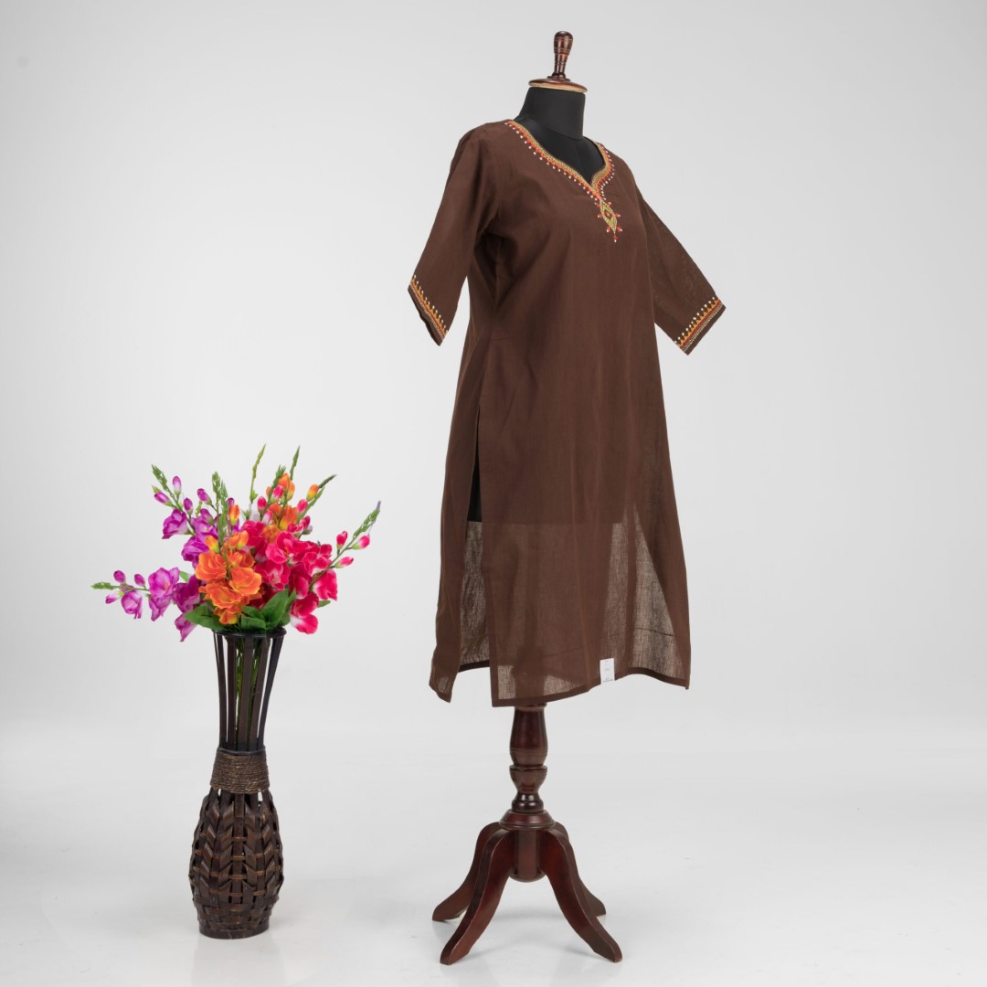Traditional Hand Embroidery on Adrika’s Khadi Cotton Kurti